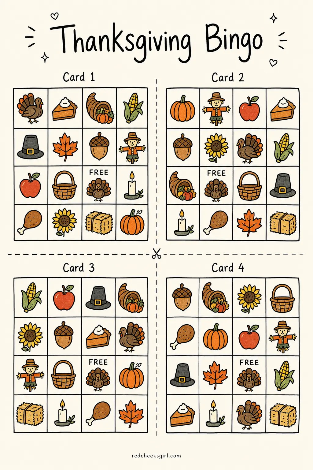 Thanksgiving Bingo printable
