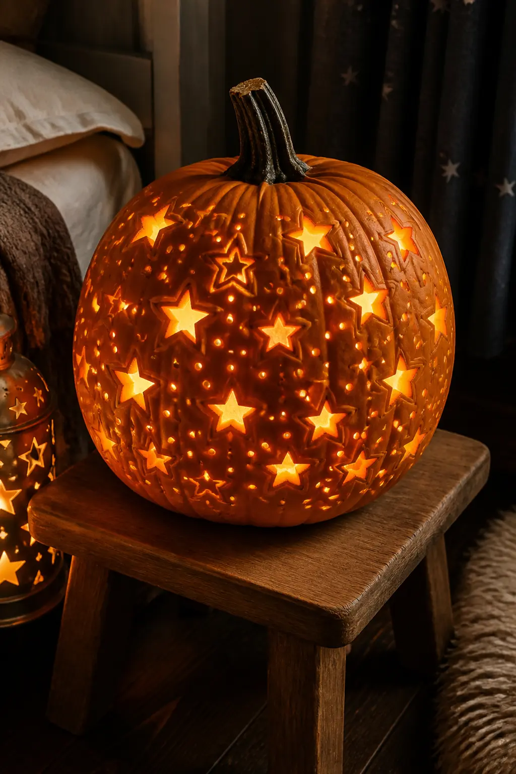 Carved Star Pattern Pumpkin