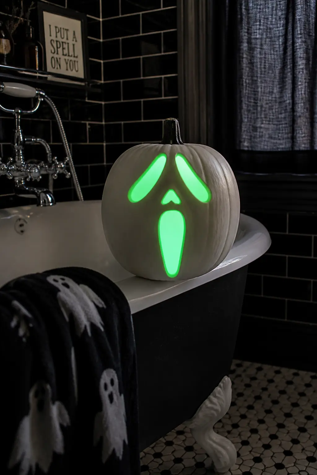 Glow-in-the-Dark Ghost Face Pumpkin