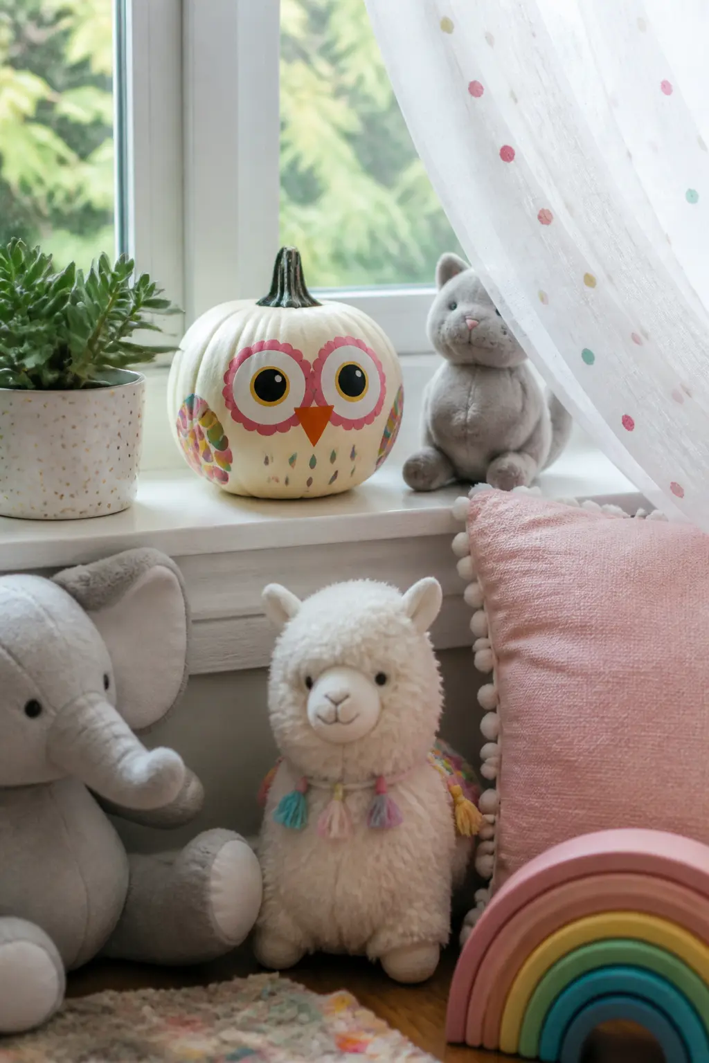 Owl Face Painted Pumpkin