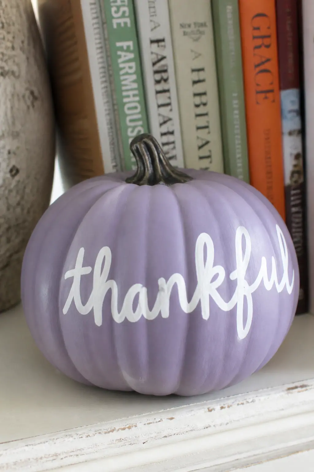 Lilac With a Hand-Lettered Word — Choose a single word: "haunt", "bloom", "gather", "hex" or any word that suits the occasion and the household. Purple painted