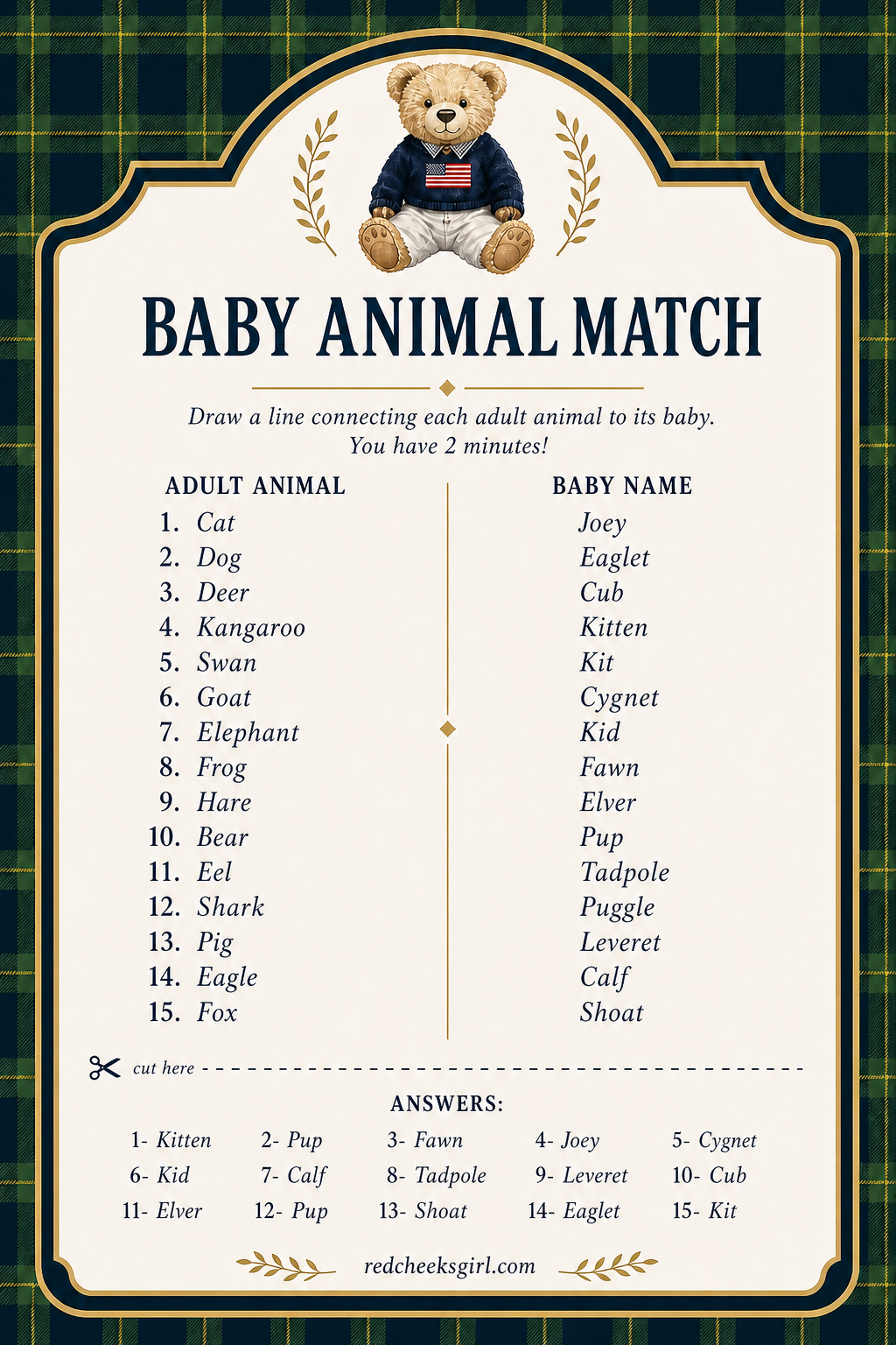 Baby Animal Match printable