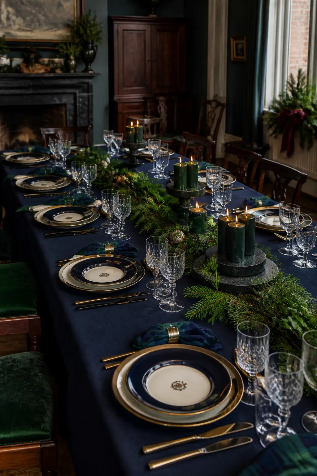 The Dark and Moody Supper Table — For an evening dinner party, turn the palette darker. Ralph lauren christmas
