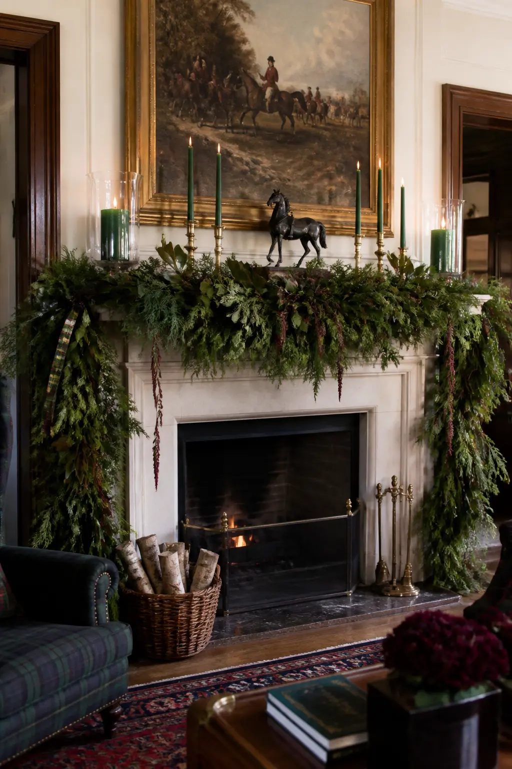 The Emerald Garland Mantel — A thick, full garland in fresh or high-quality faux greenery is the foundation. Ralph lauren christmas