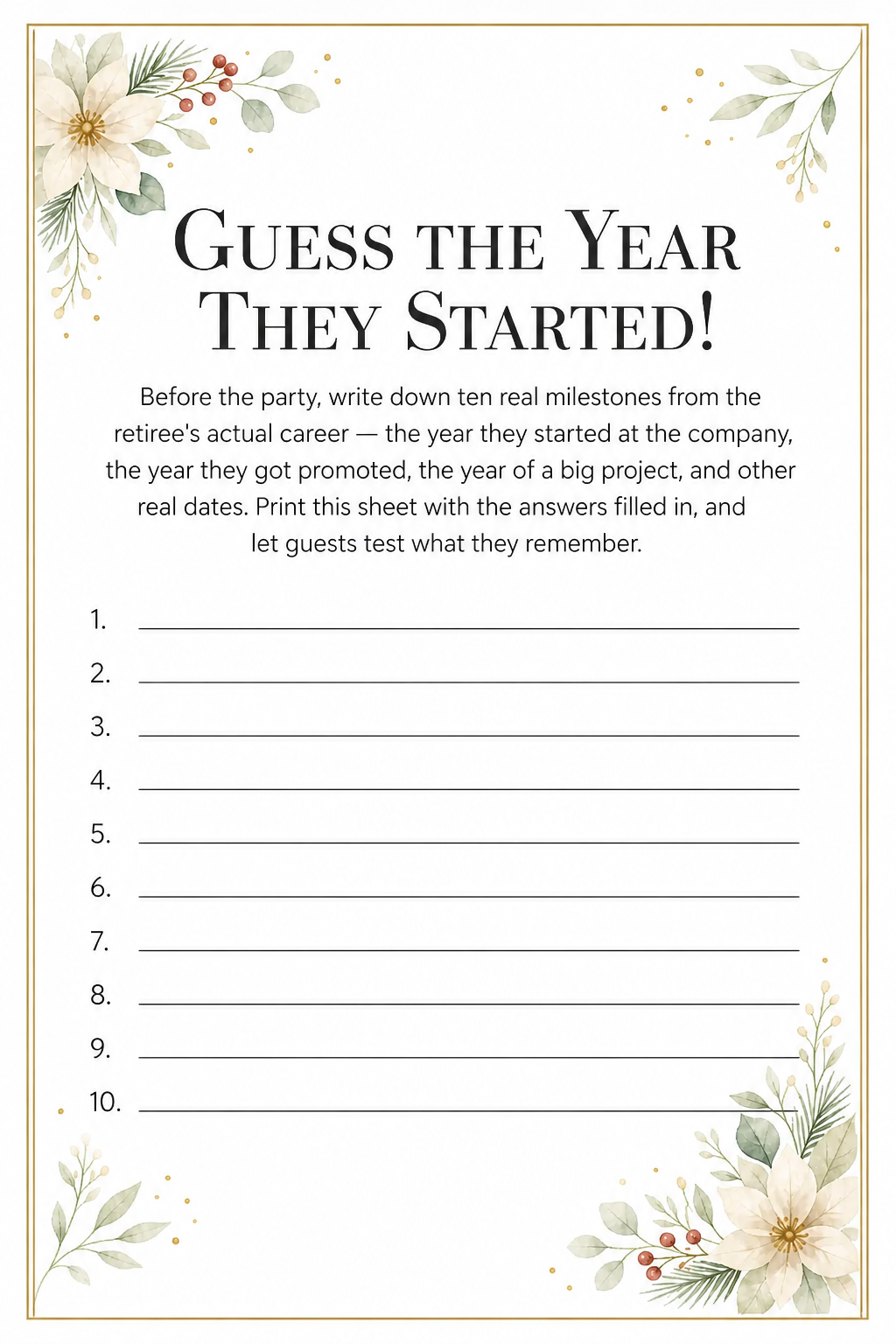 Guess the Year They Started! printable