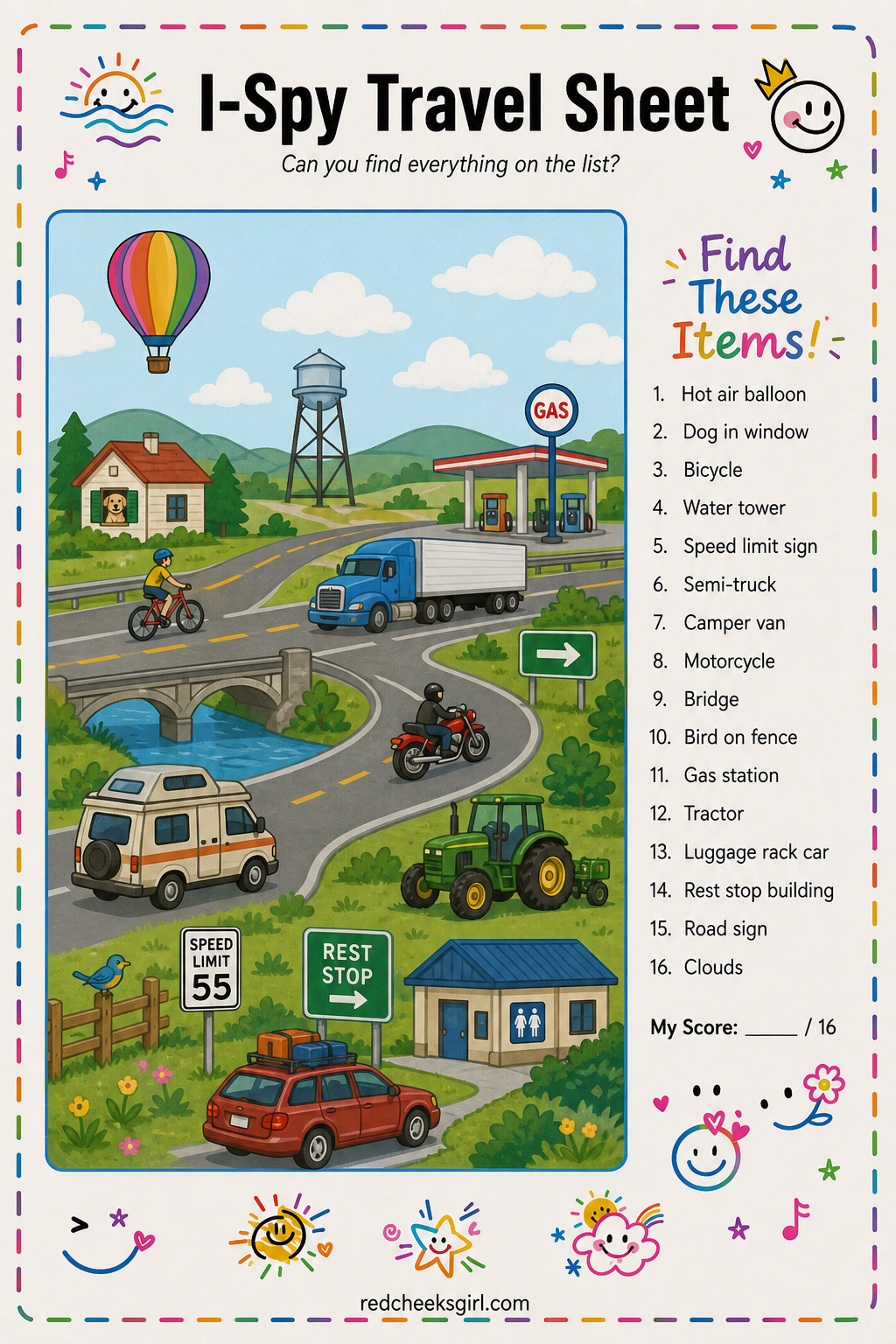 I-Spy Travel Sheet printable