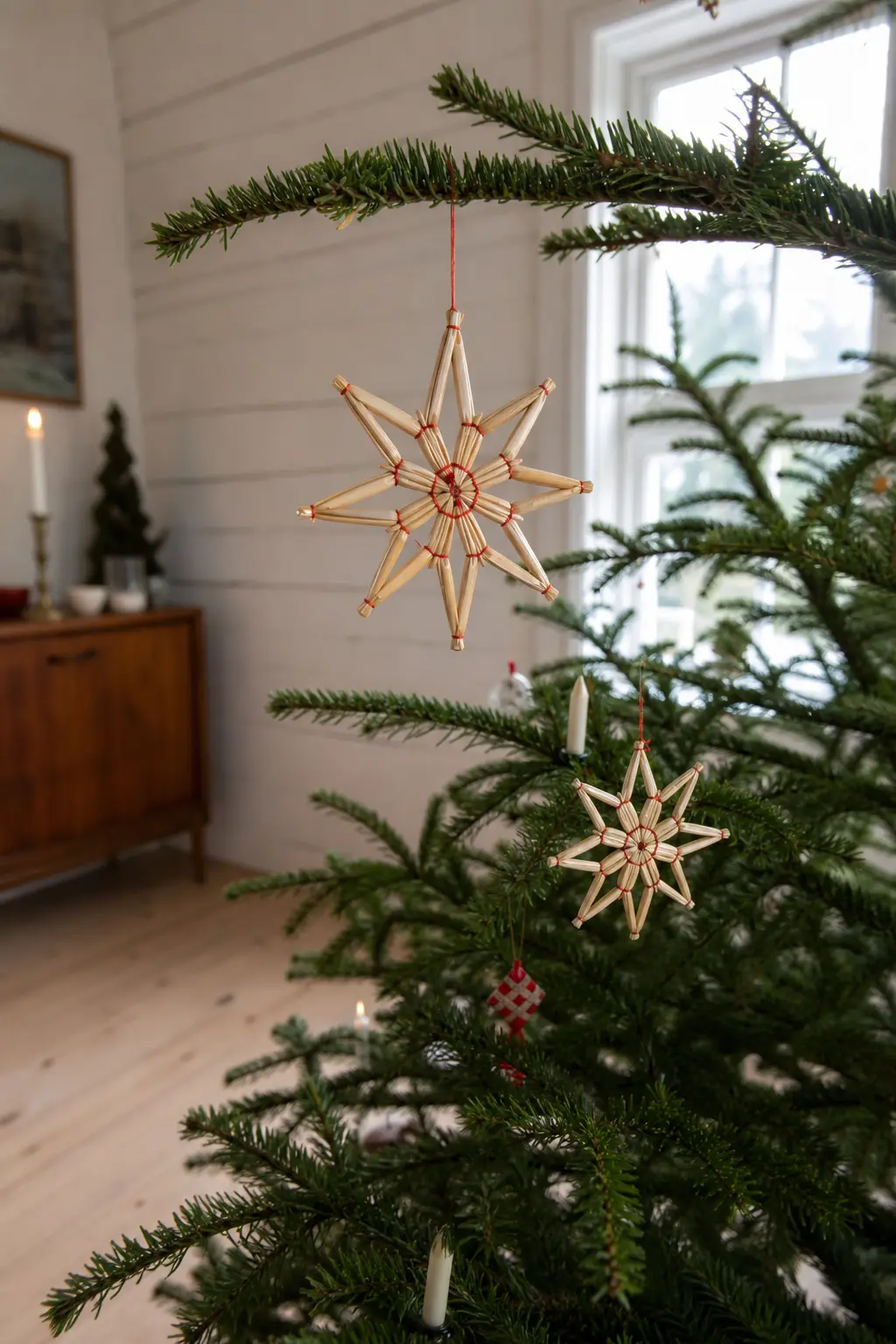 Straw Ornaments Hung on Red Thread