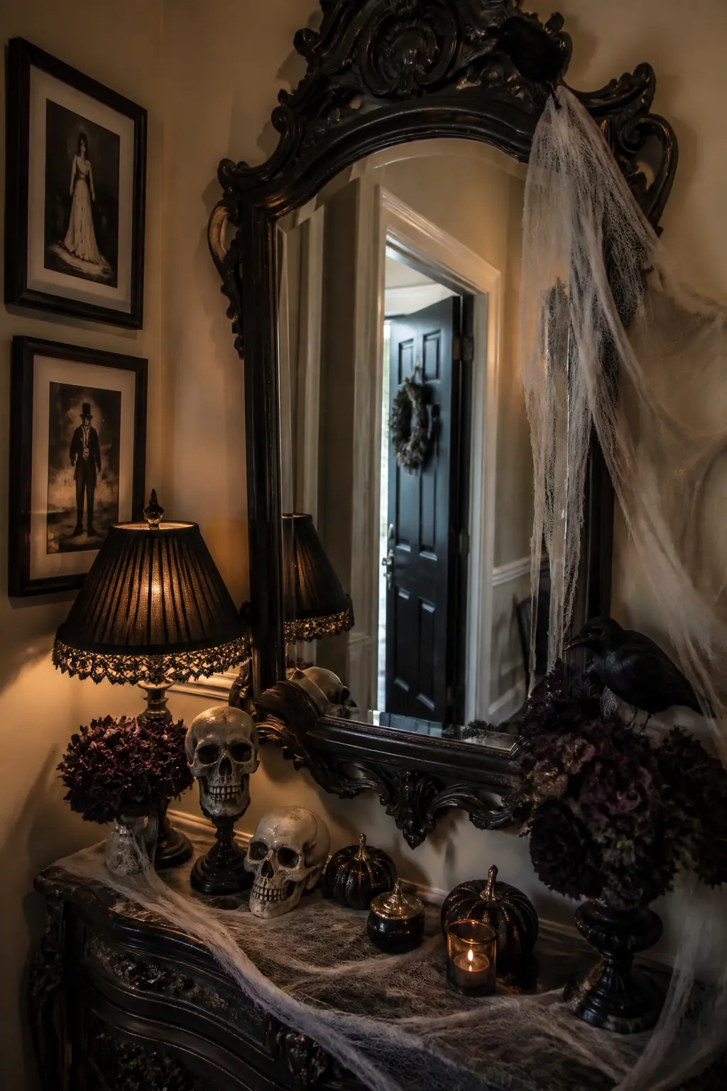 An Antique Mirror Angled So Guests See Themselves Before Anything Else