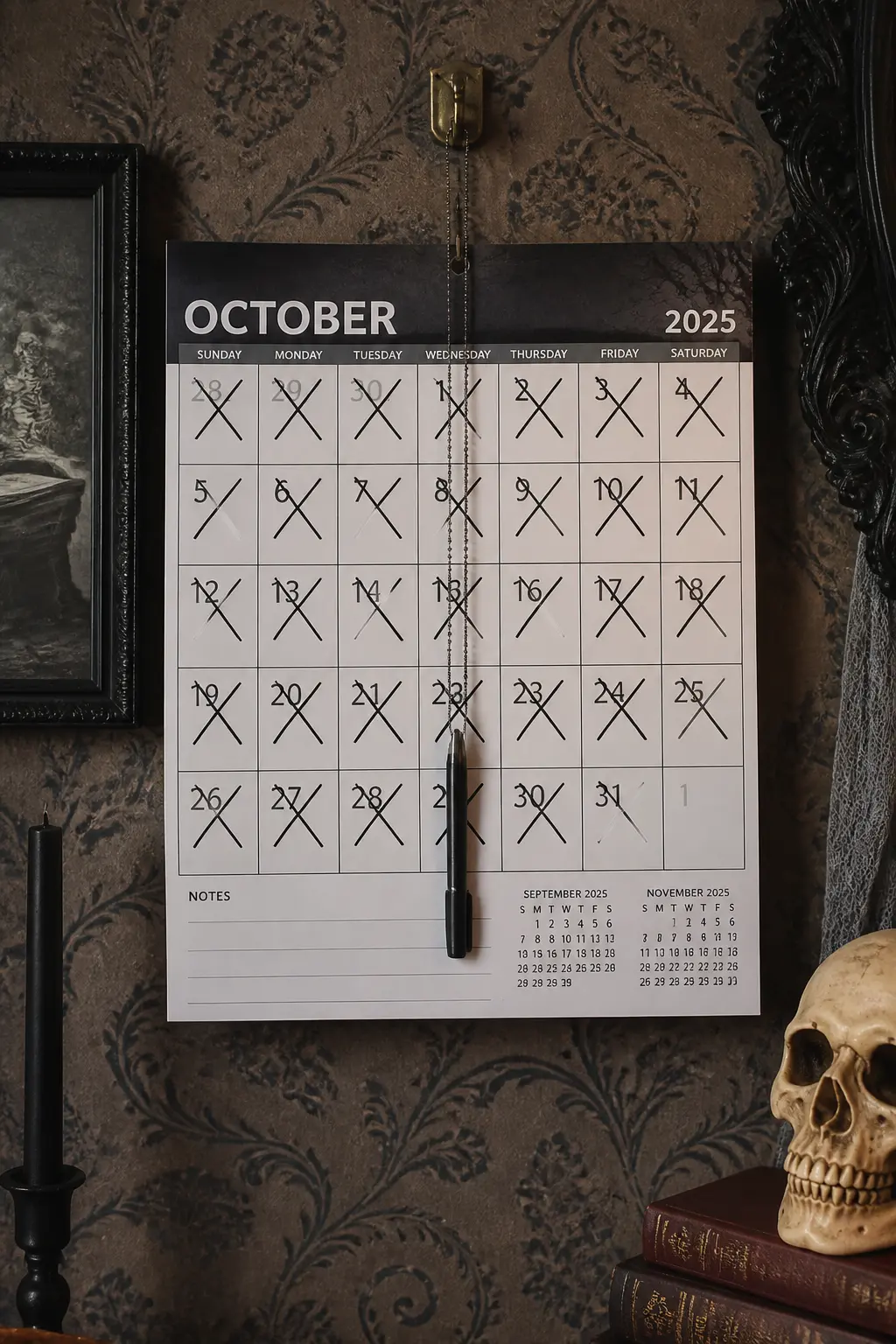 A Calendar with Every Day Crossed Out