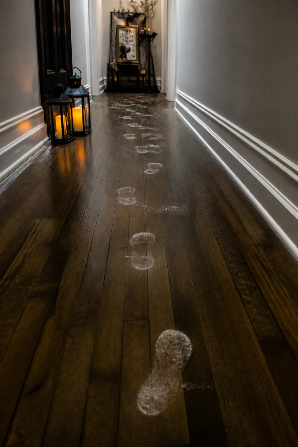 Footsteps in Dust Across a Hard Floor