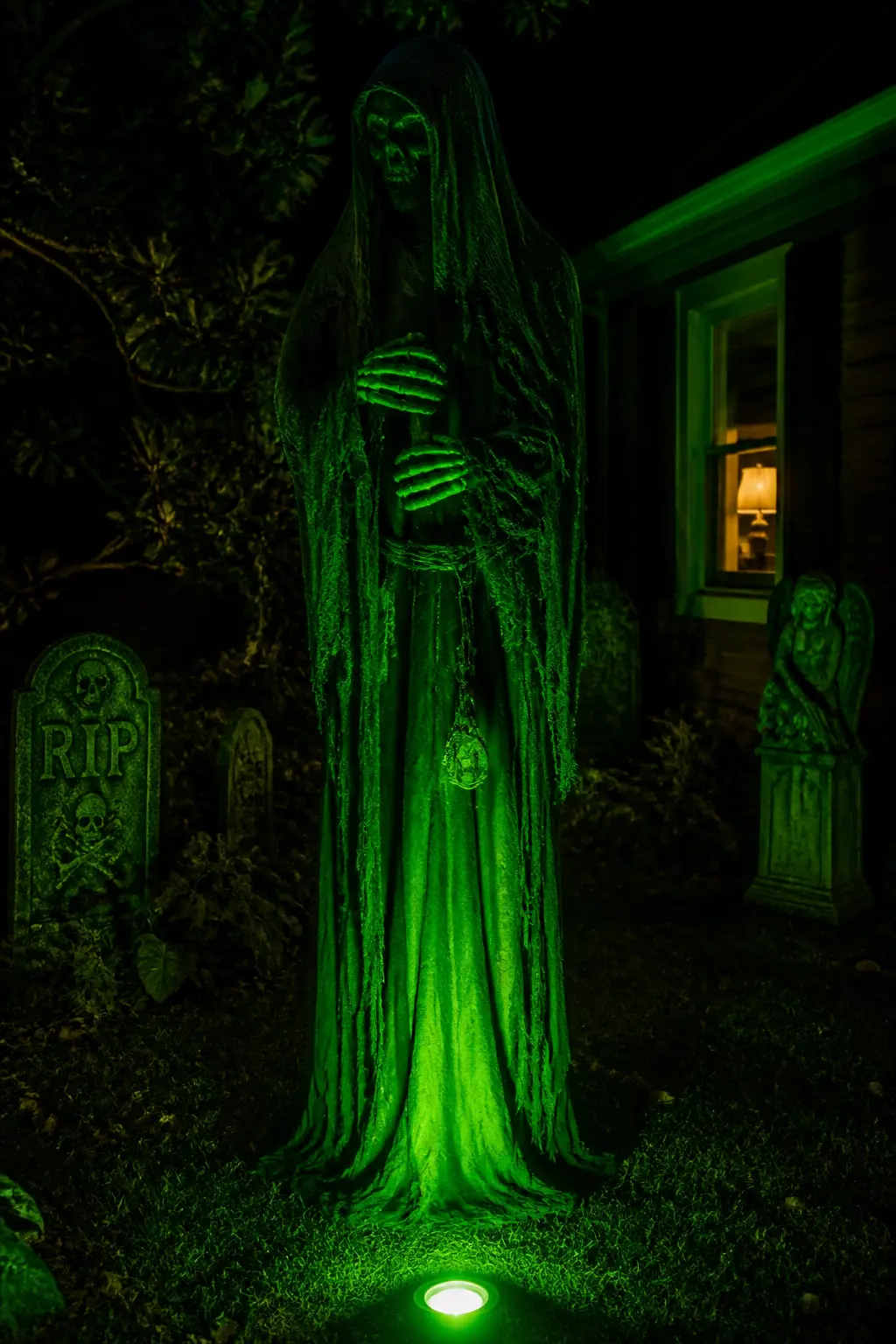 Green Uplight from Below on a Single Tall Figure