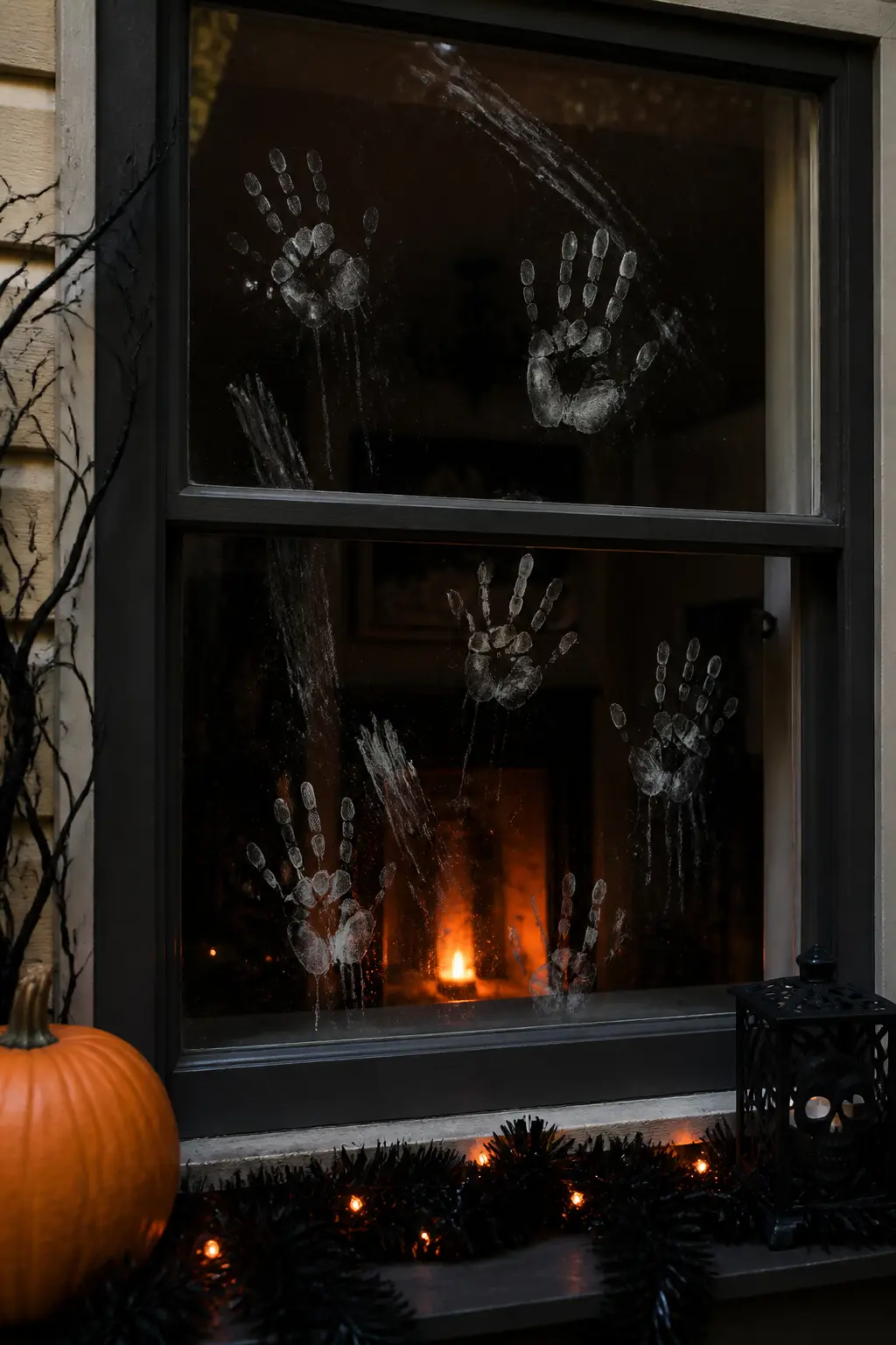 Handprints Smeared on the Inside of a Window