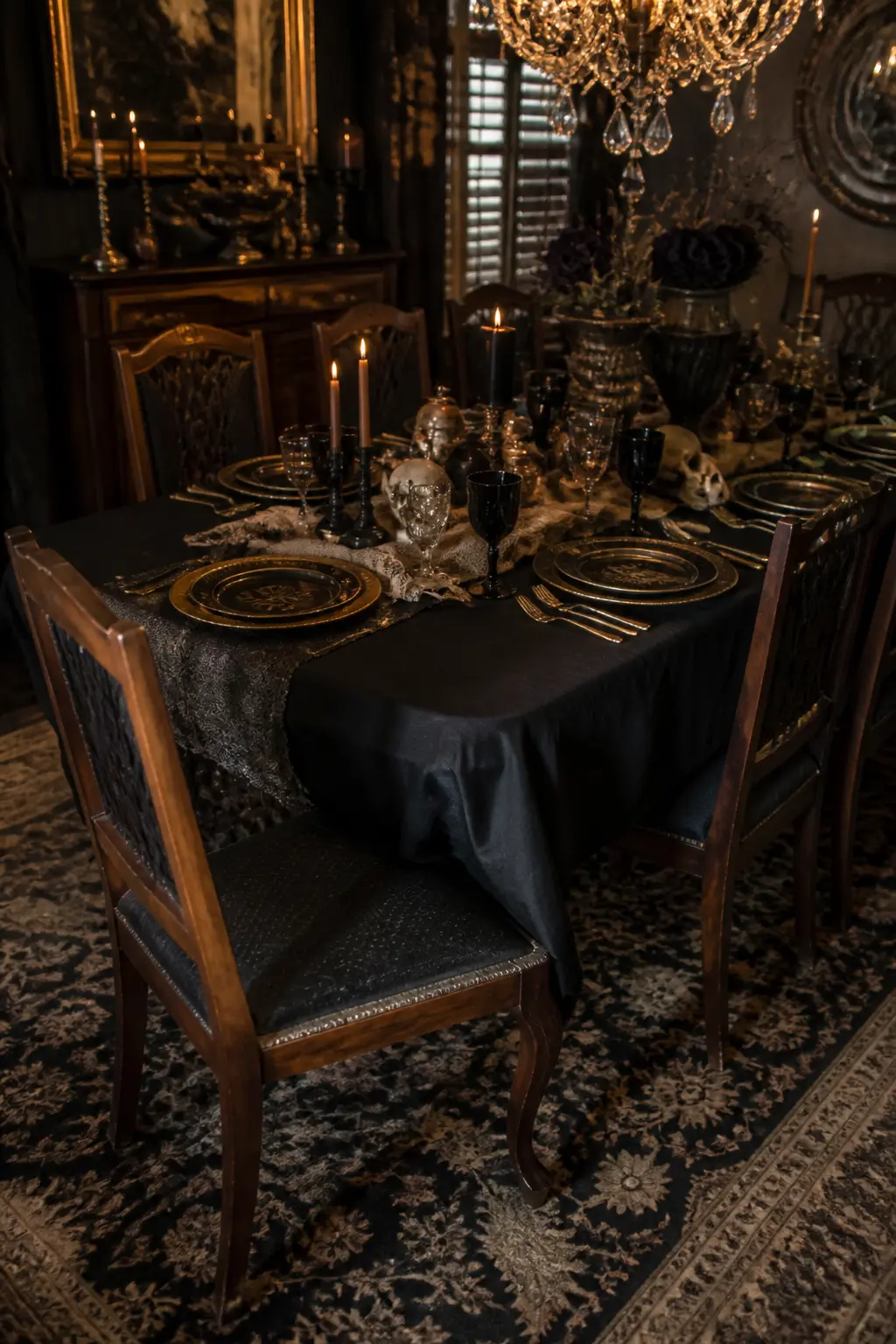 One Chair Pulled Out from a Set Table with Nobody There