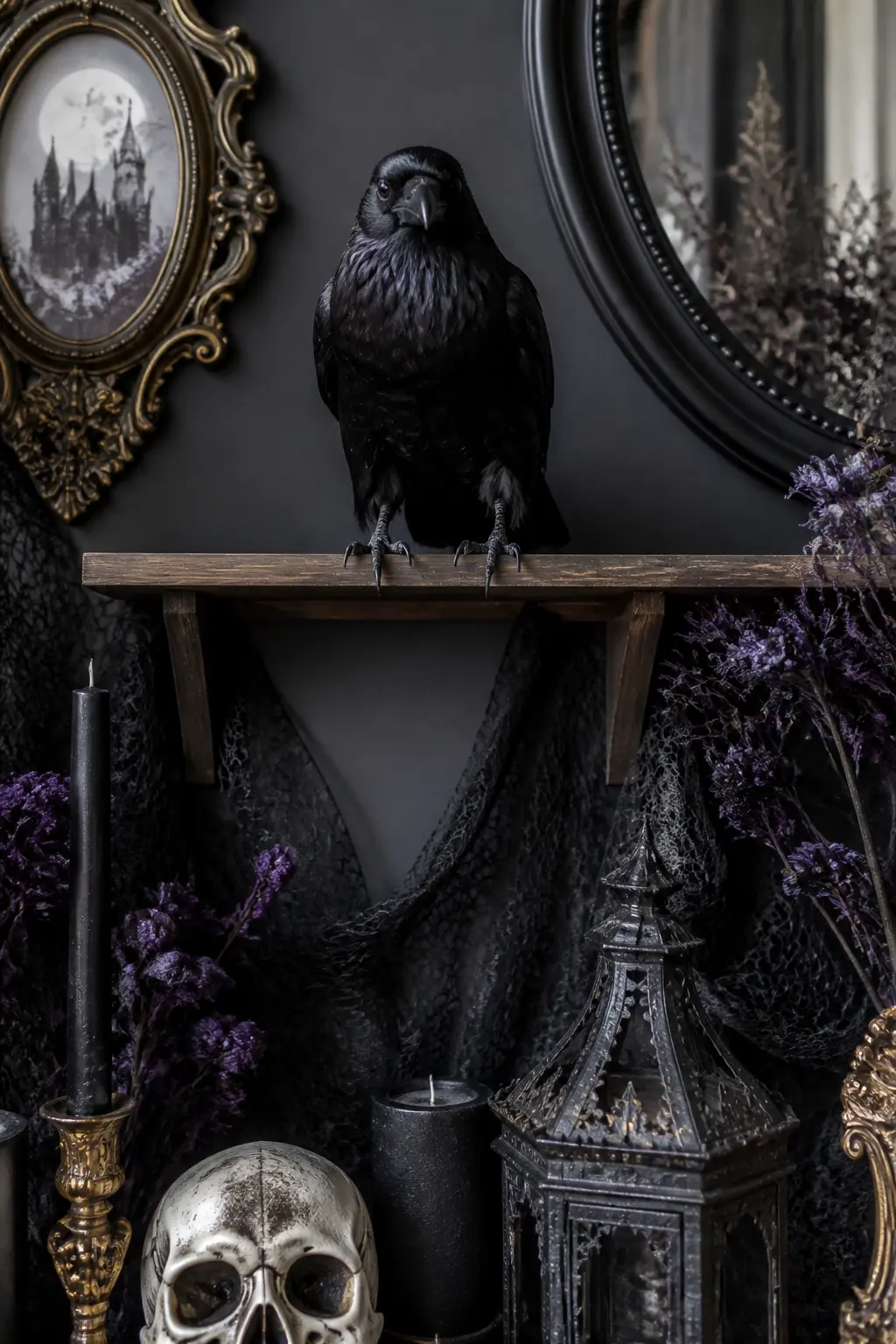 One Raven Placed Where the Eye Lands on Entering