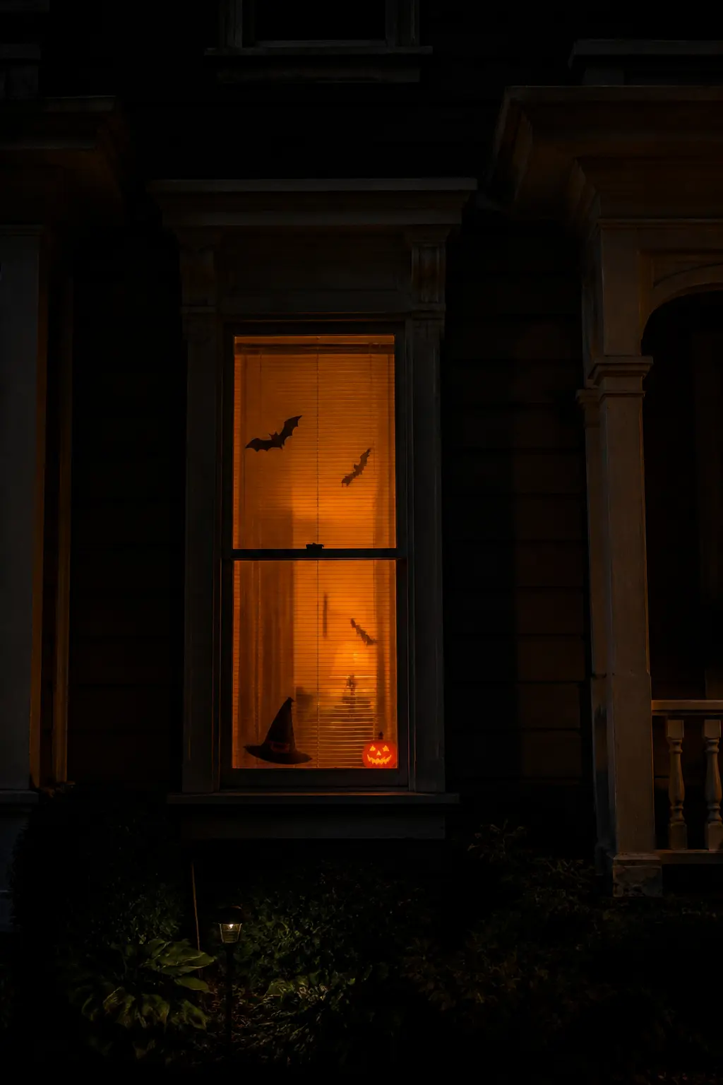 A Single Lit Window in an Otherwise Dark House