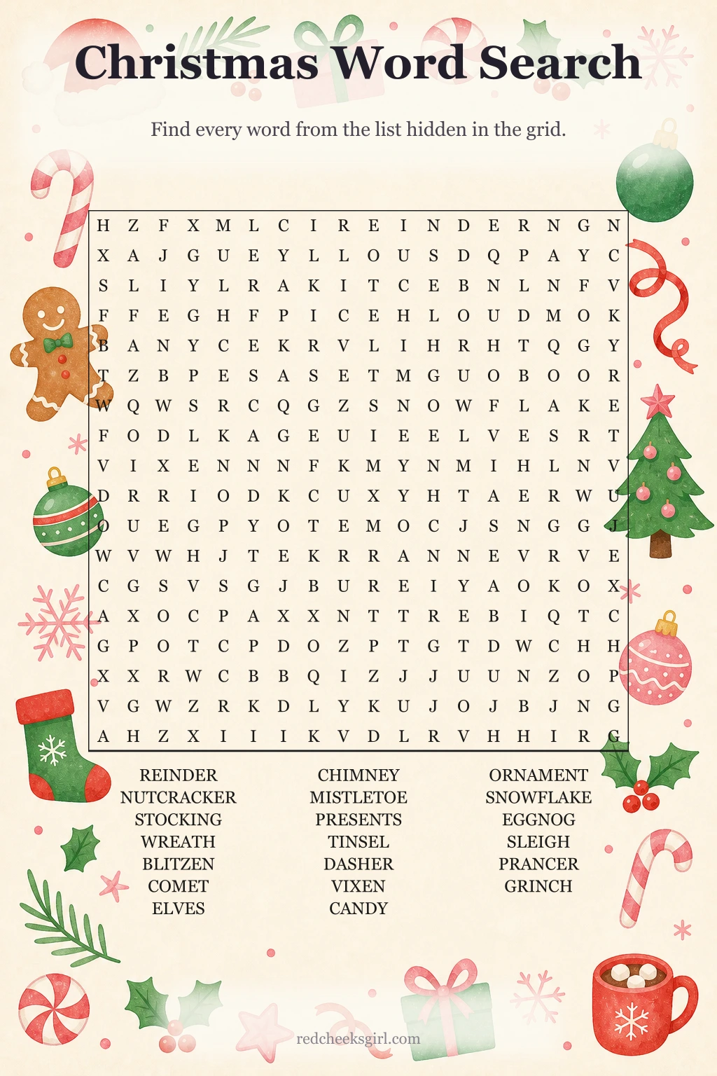 Christmas Word Search printable