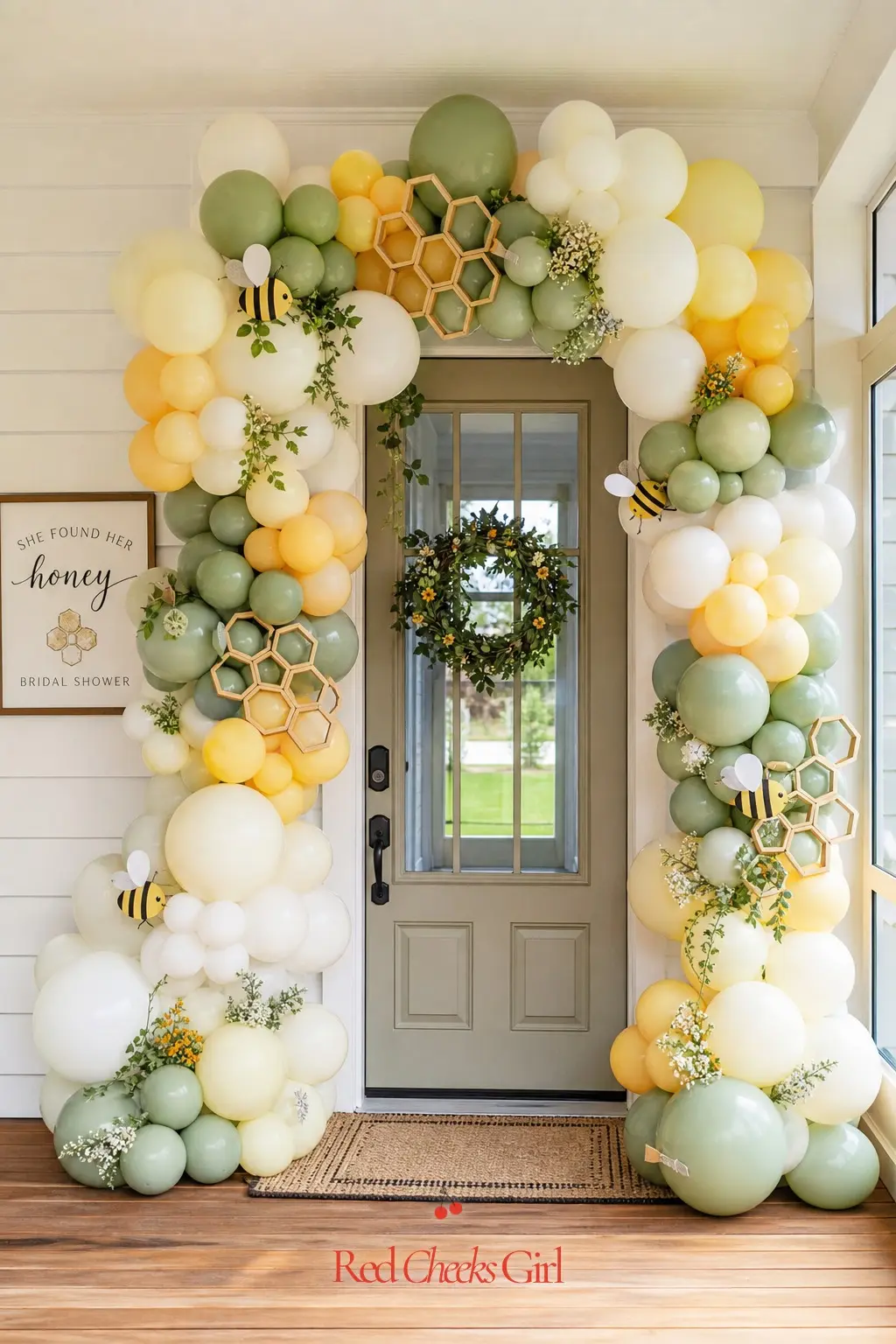 Honeycomb Balloon Arch Entrance — A balloon arch is the single biggest visual signal that something is happening, and it costs less than most people assume