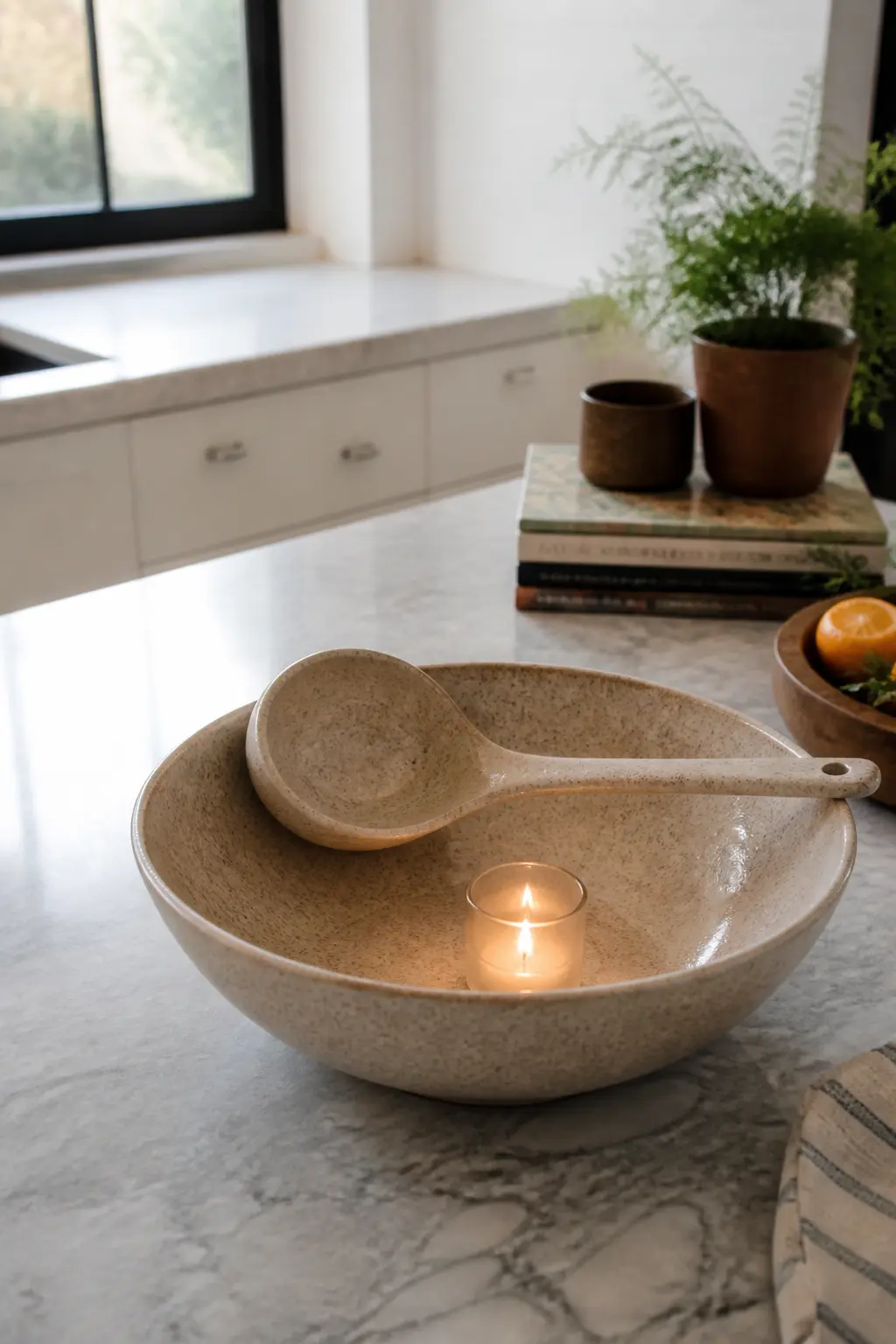 The Ceramic Bowl and Ladle Set