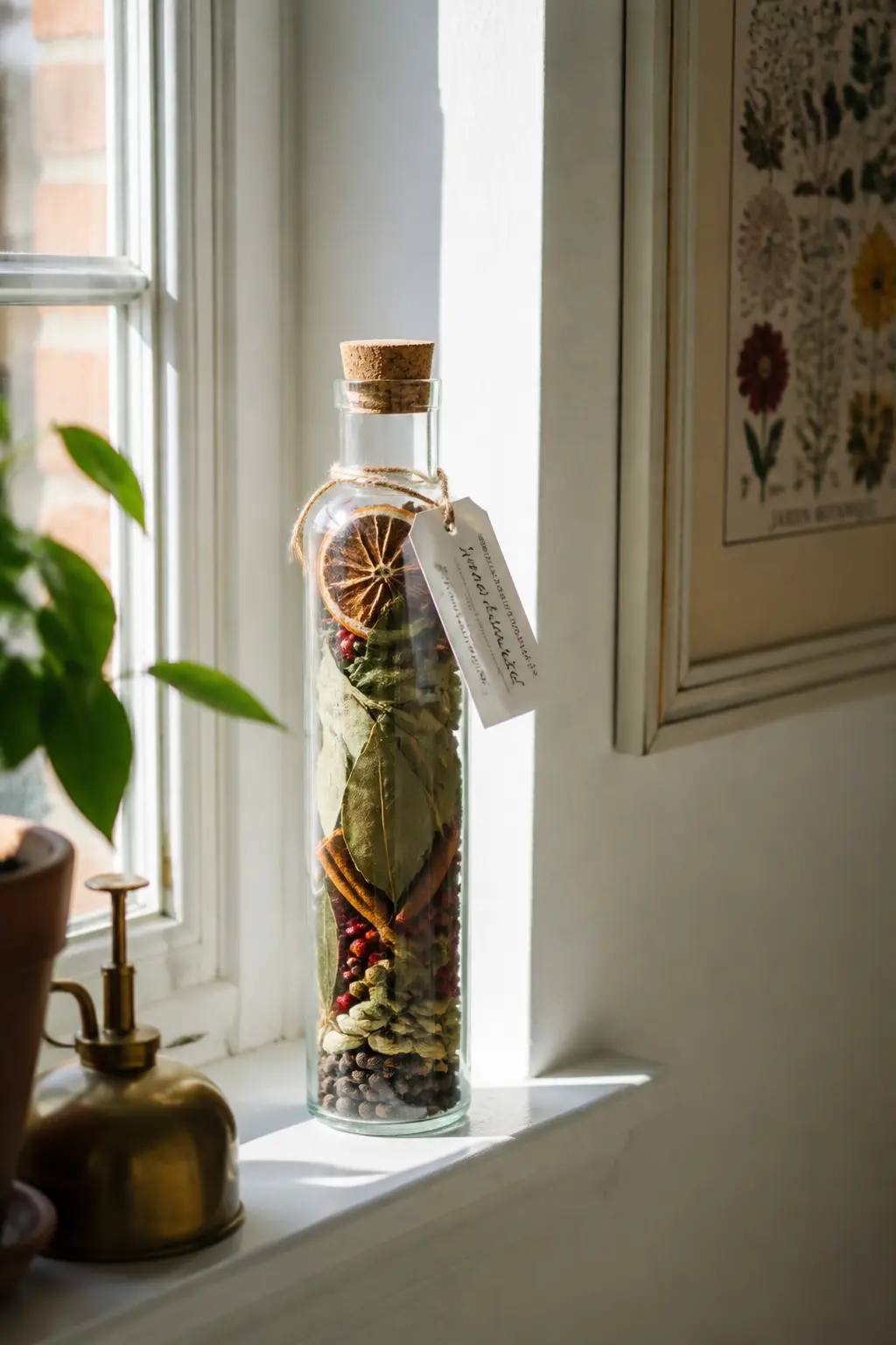 The Glass Bottle With a Cork and Twine Tag