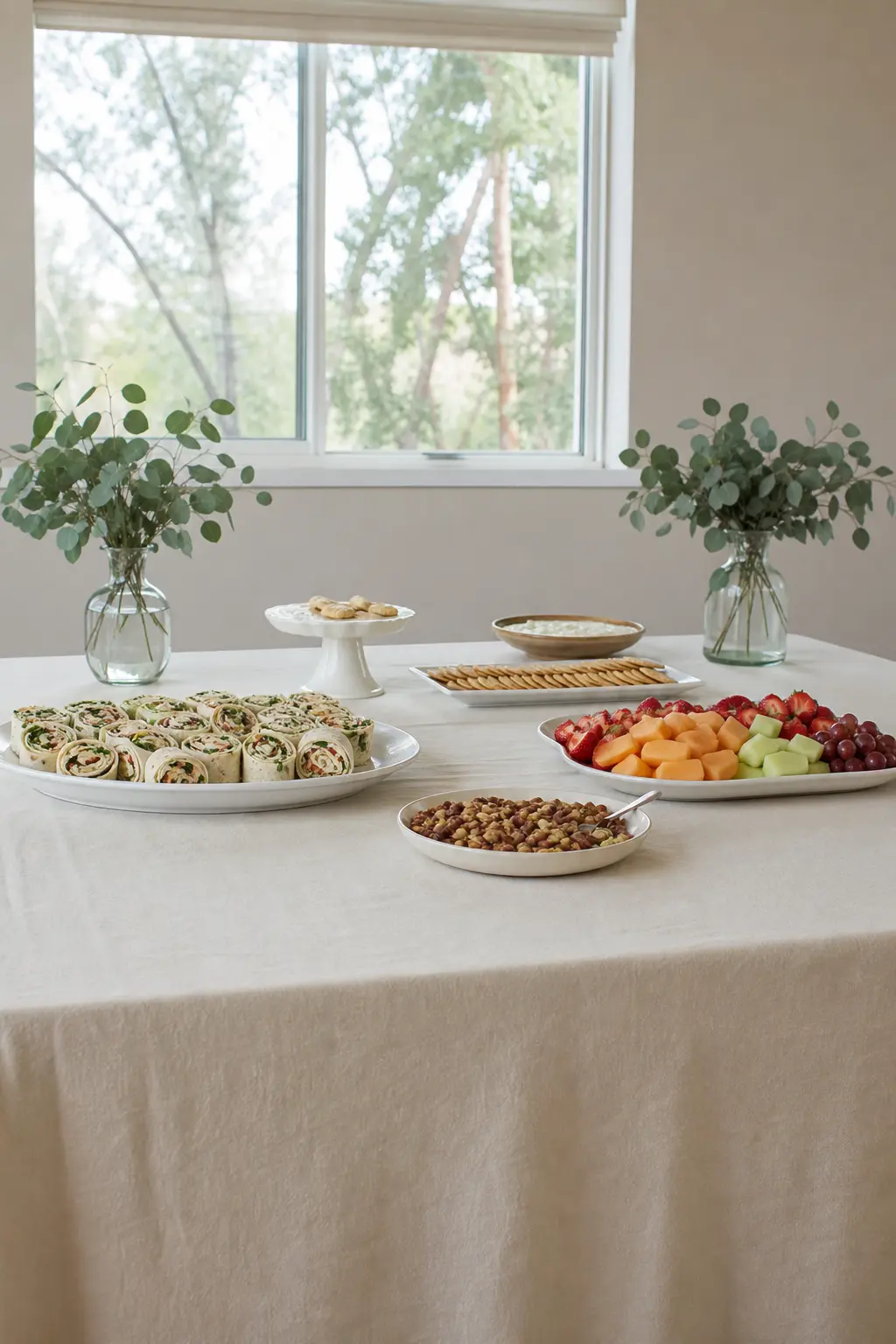 A Single Greenery Type Framing the Food Table