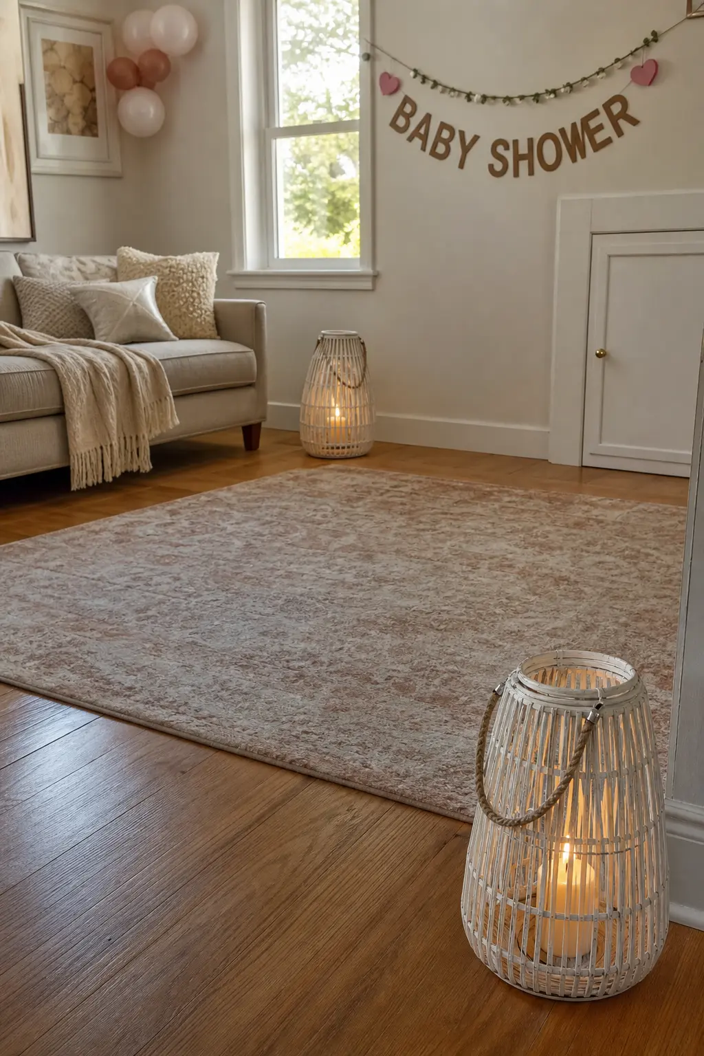 A Single Lantern Style Repeated at Three Points in the Room
