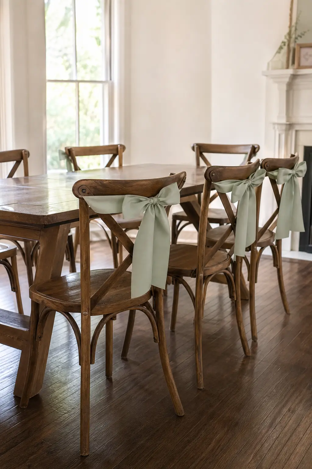 A Single Ribbon Colour Tying the Chairs, Nothing Else on Them
