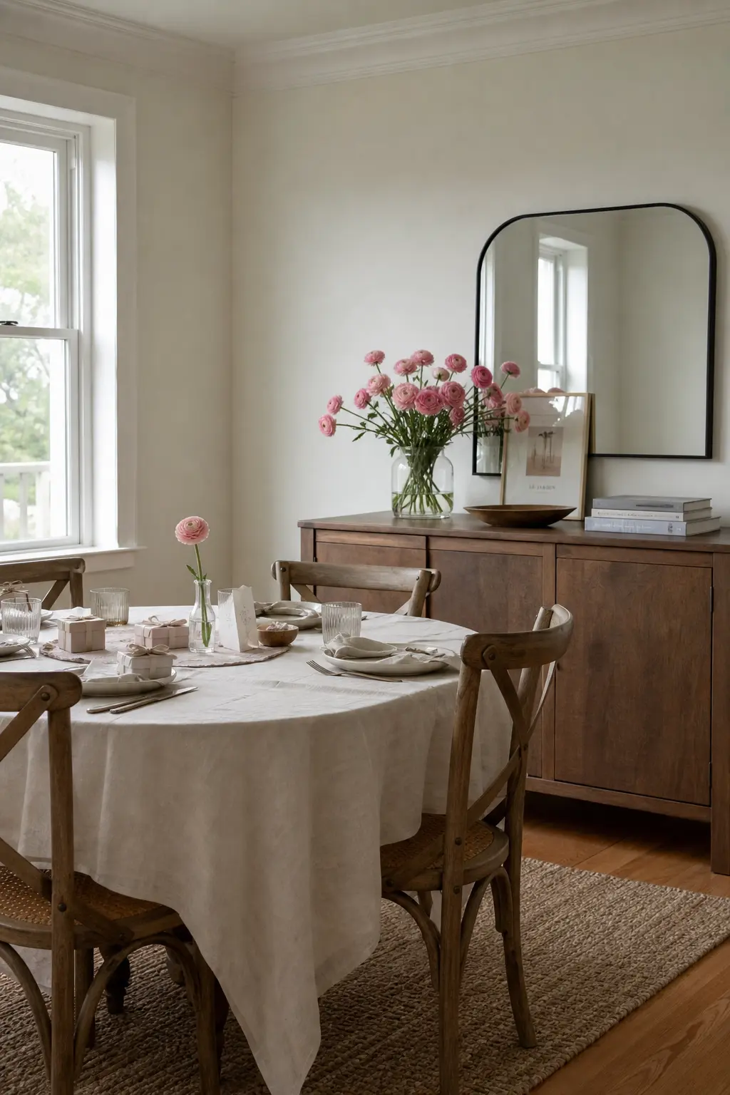 A Single Seasonal Flower Used Throughout the Room