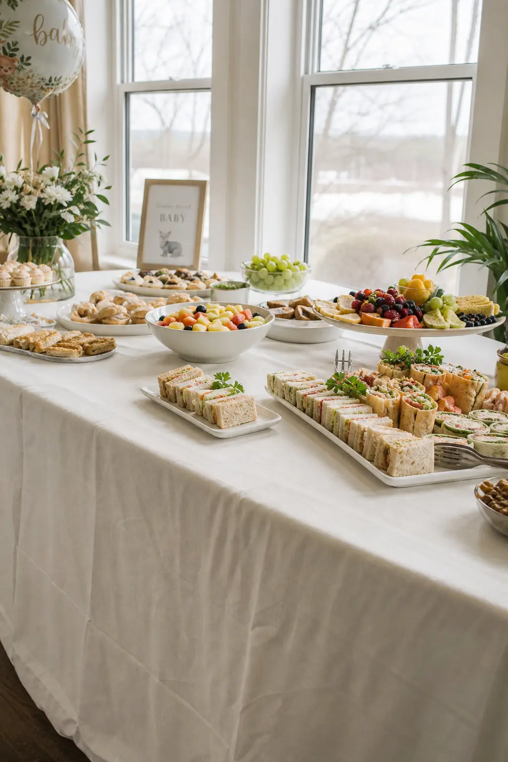 A Single Tablecloth Colour with the Food Providing the Only Other Colour