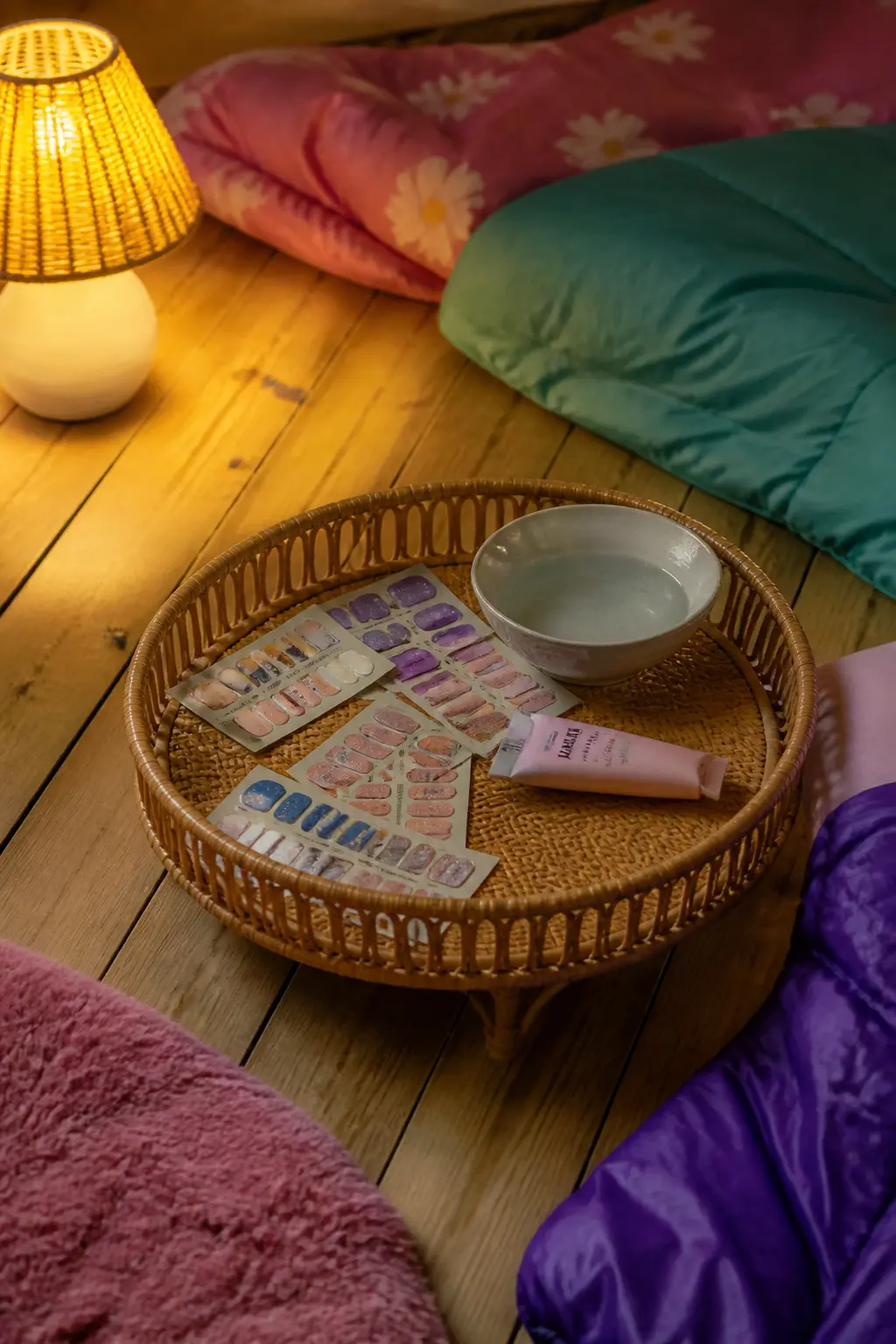 Nail Stickers and Hand Cream Laid Out