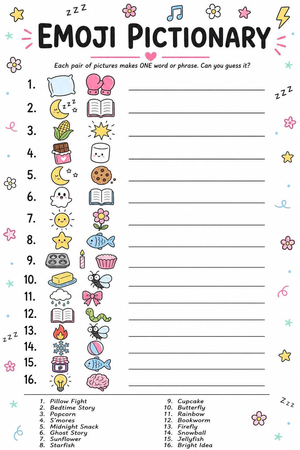 Emoji Pictionary printable