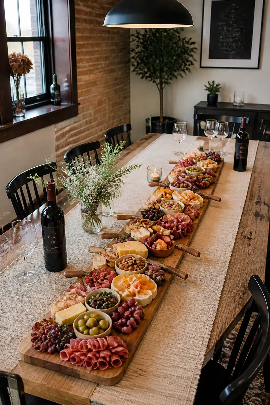Cheese and Charcuterie Line Down the Table