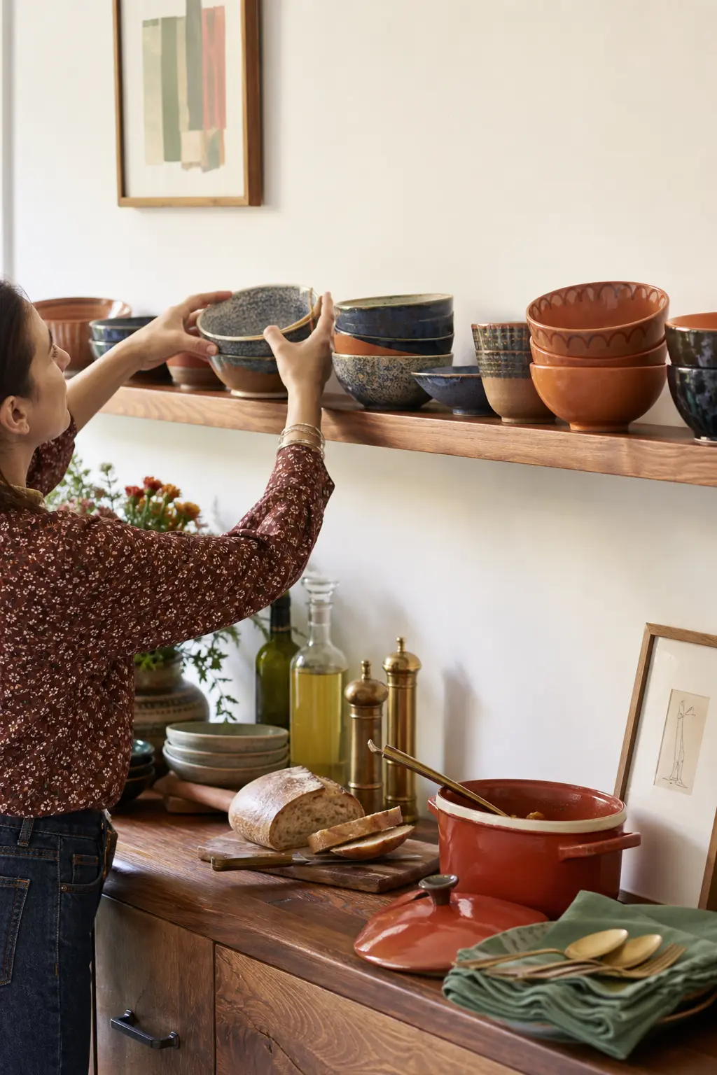 The Guest Bowl Shelf — Invite guests to bring their favorite bowl, a conversation starter and a subtle nod to slower living. Soup party ideas