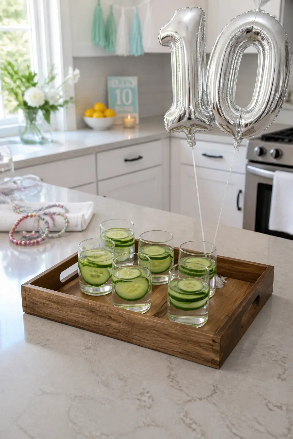 Cucumber Water in Small Glasses