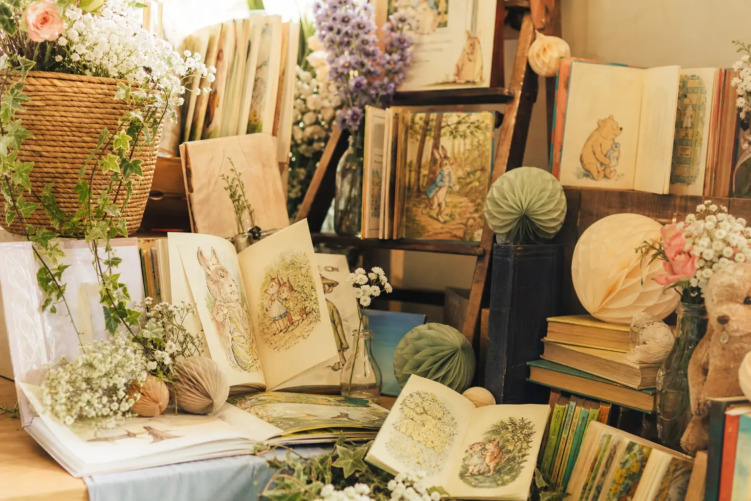 16 Storybook Baby Shower Decorations Built From Real Books, Not Printed Characters