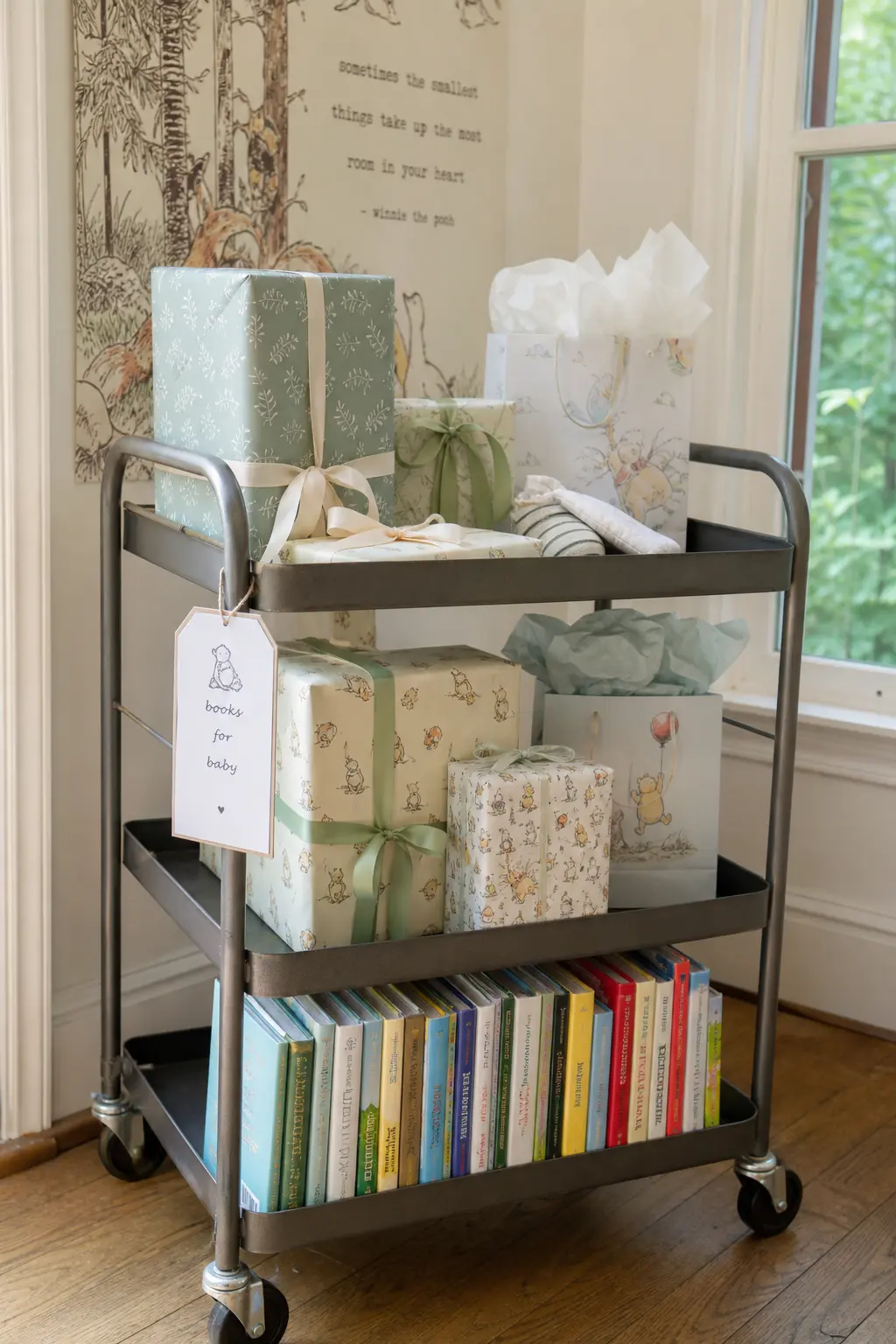 A Library Cart as the Gift Table