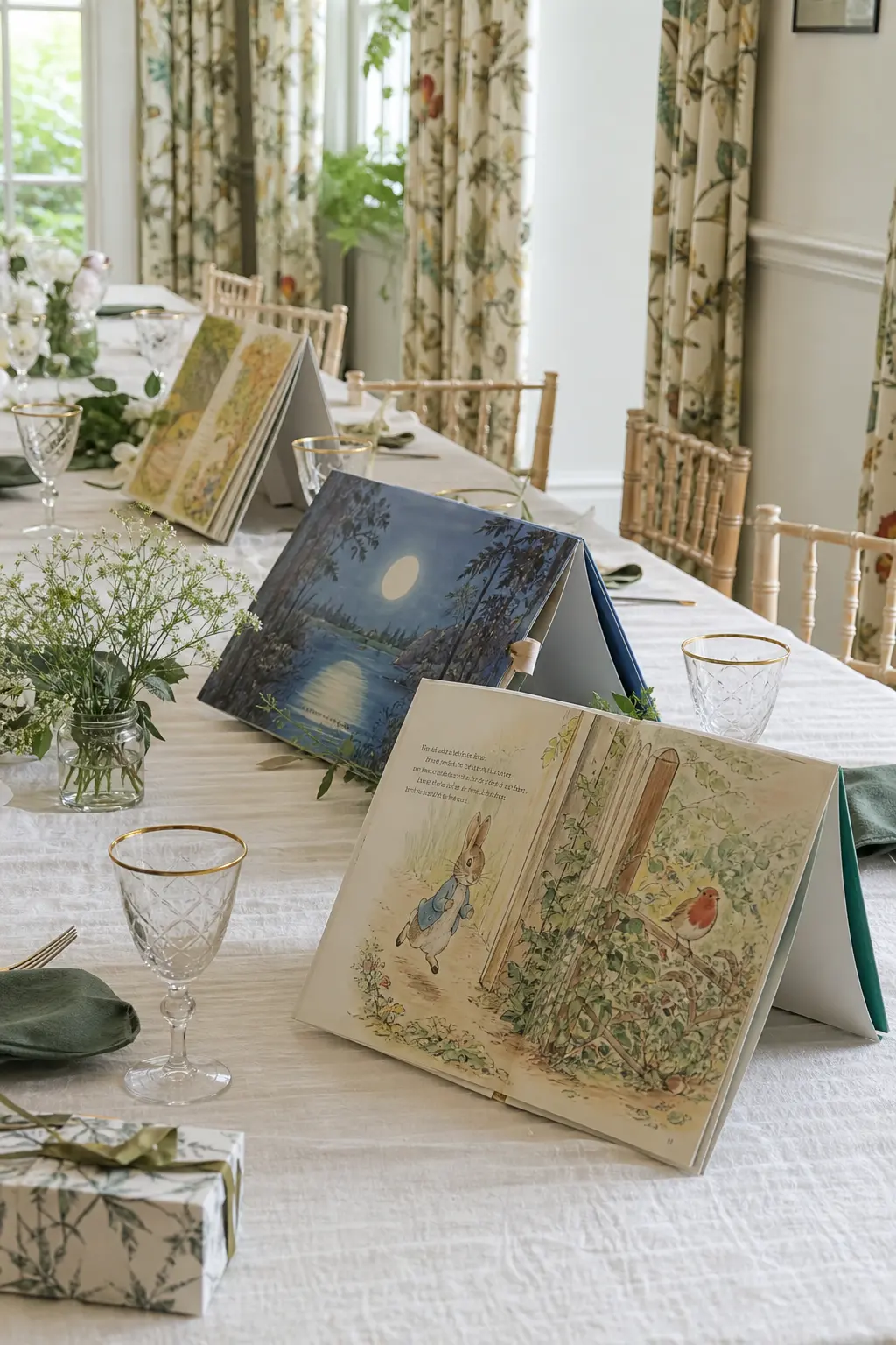 Open Books Propped to Show Their Illustrations