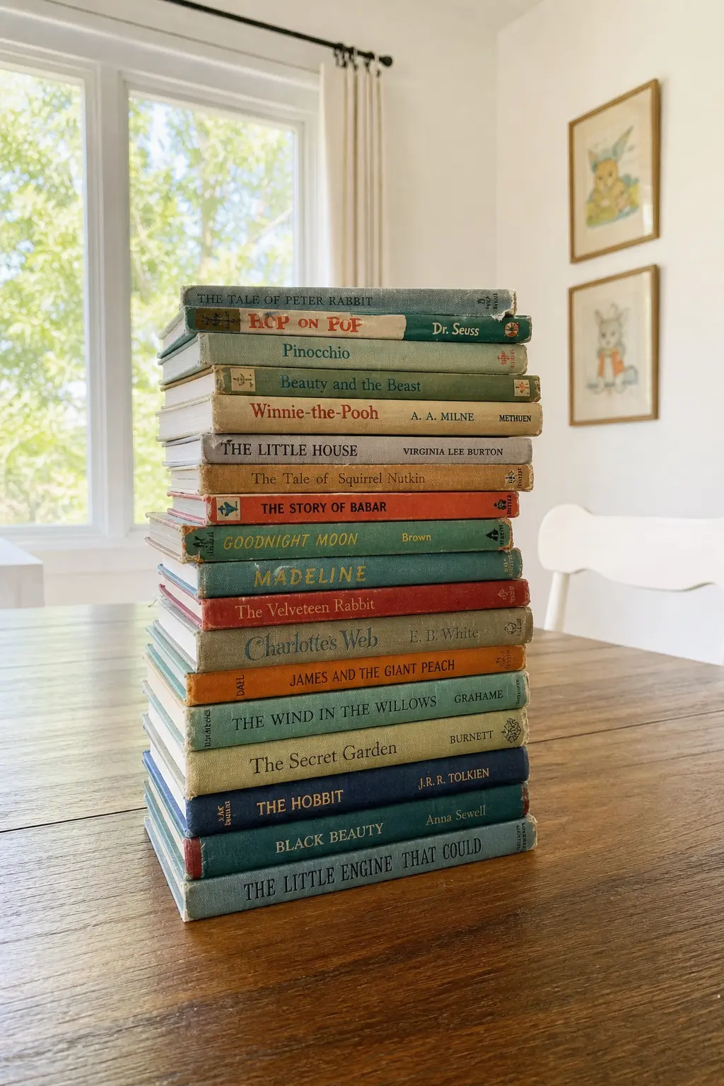 A Stack of Secondhand Classics as the Centrepiece