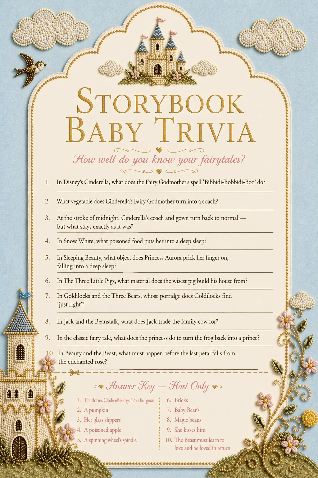 Storybook Baby Trivia printable