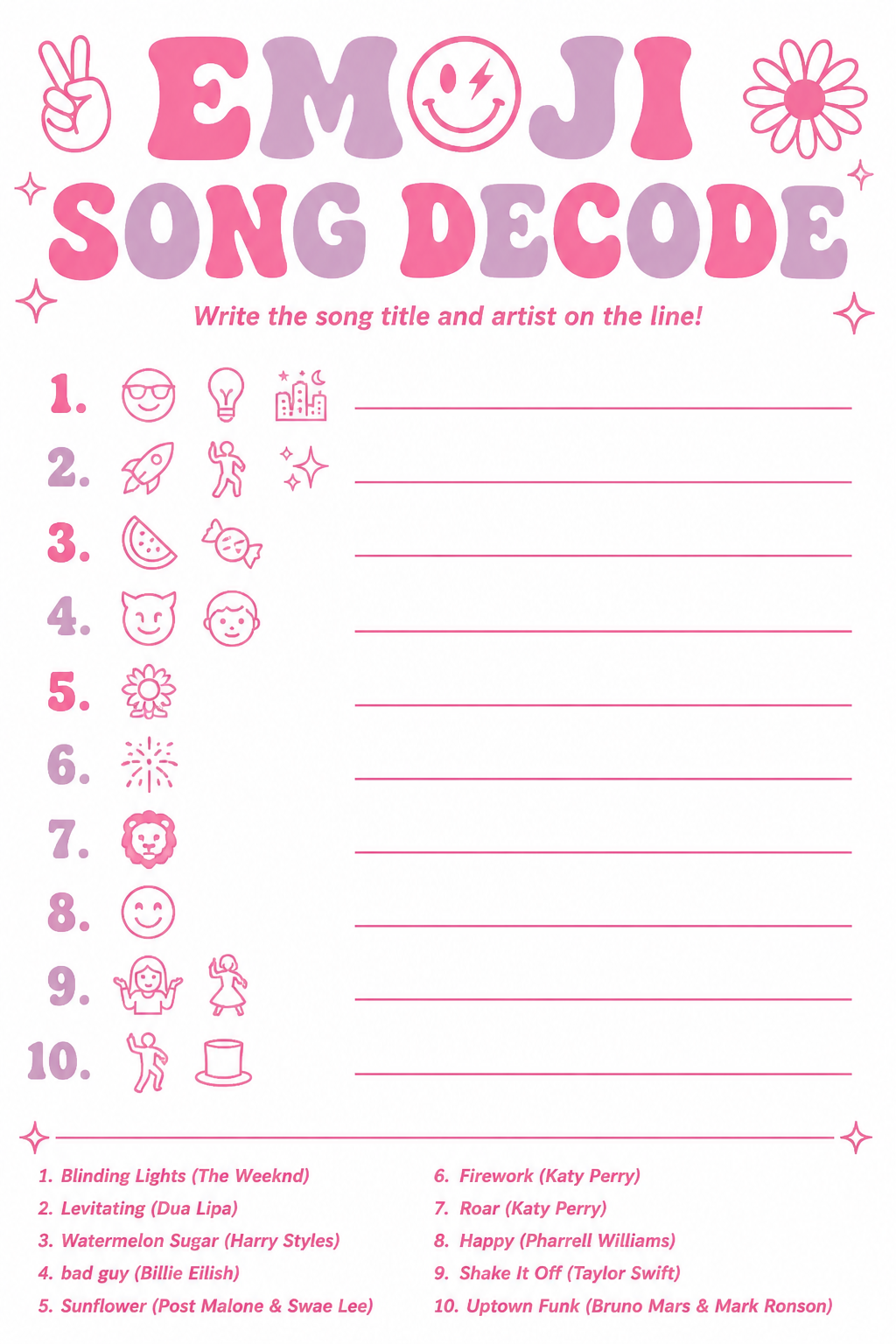 Emoji Song Decode printable
