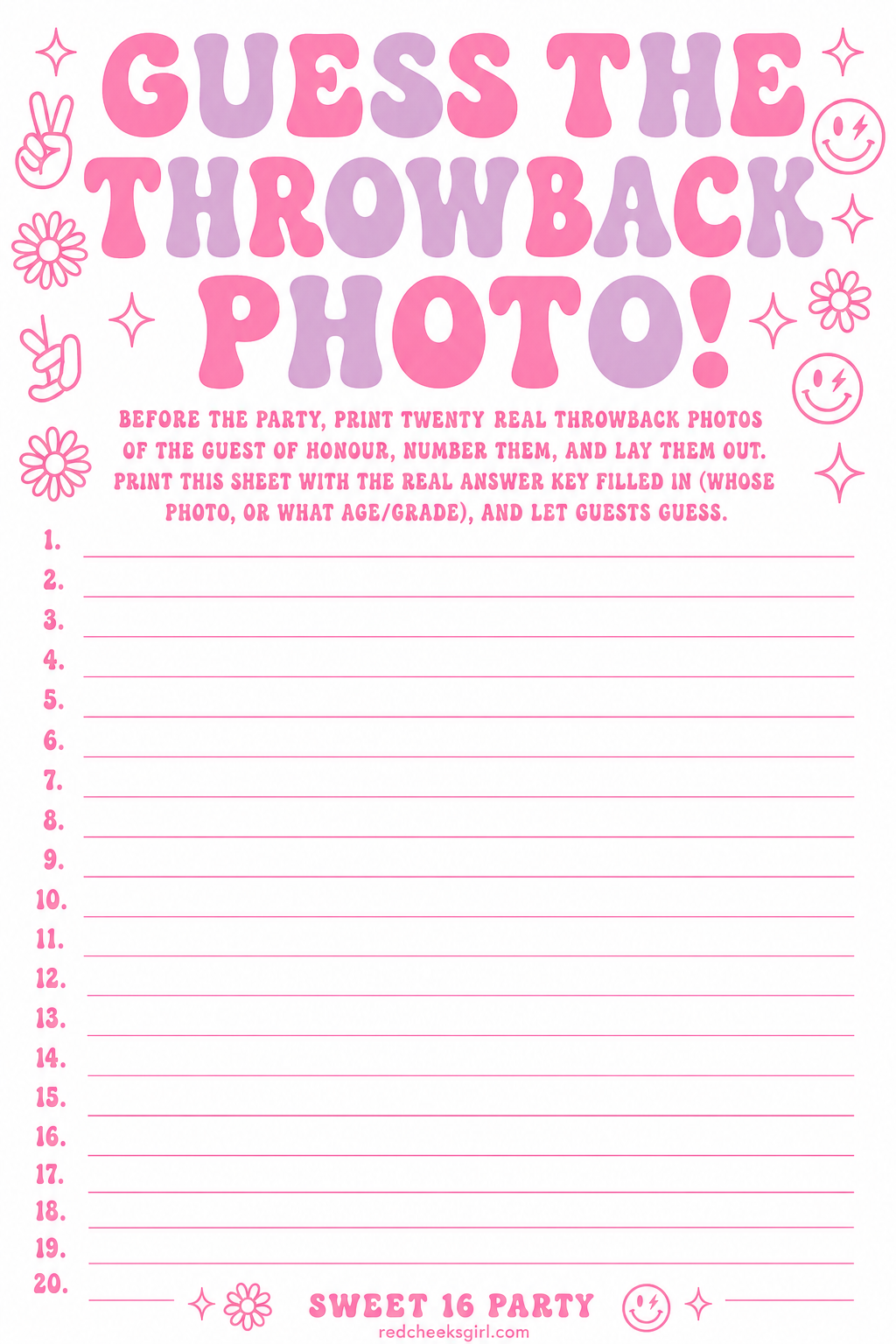 Guess the Throwback Photo! printable