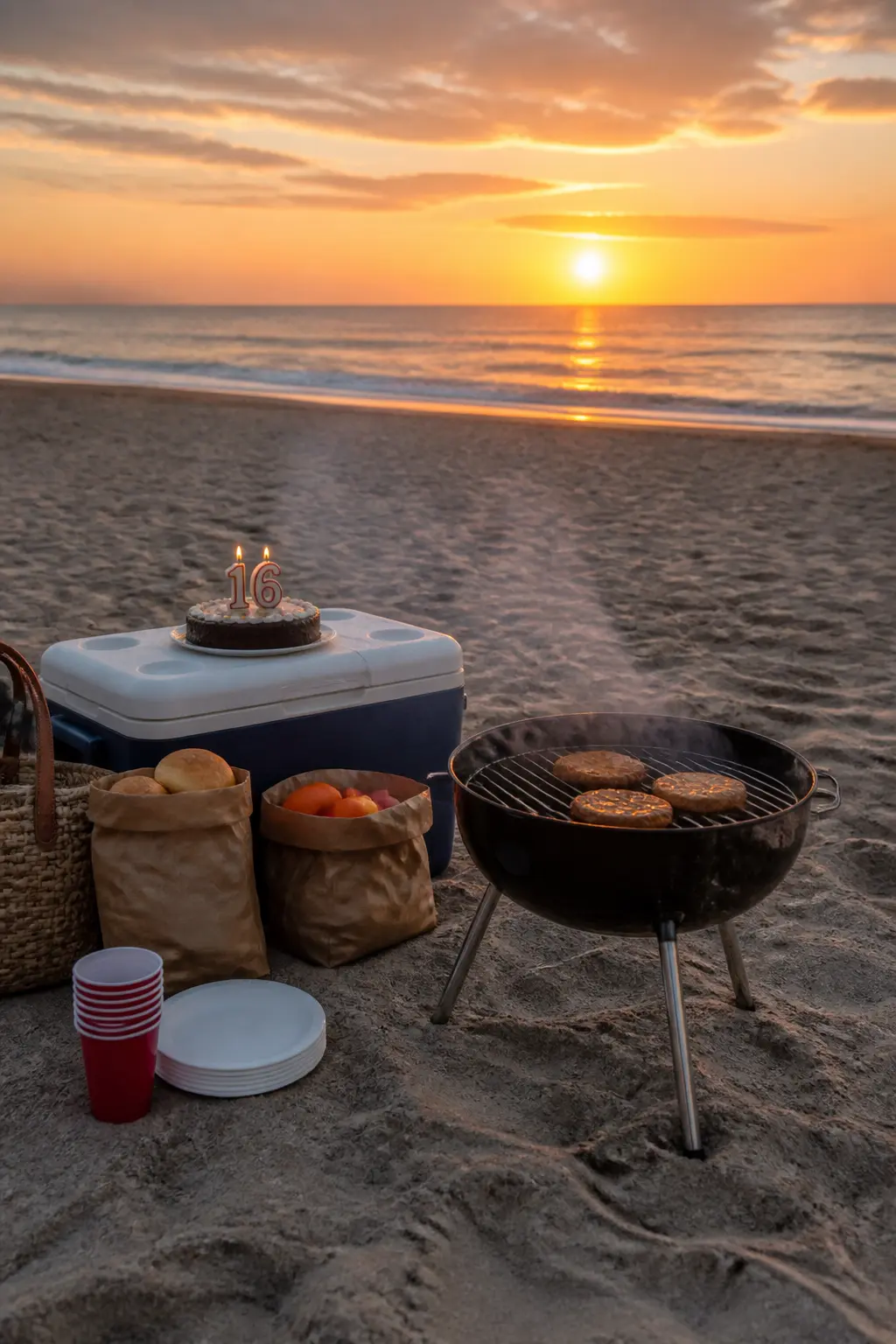 Beach Barbecue at Sunset