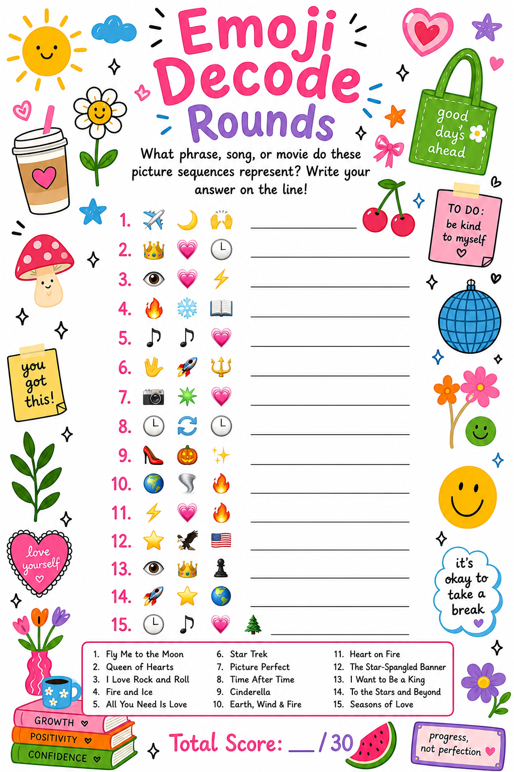 Emoji Decode Rounds printable