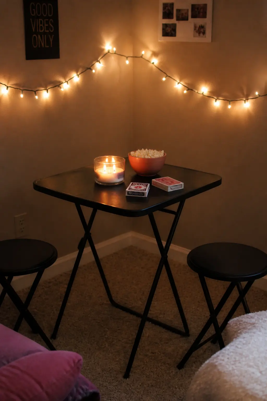 A Card Table Set Up in the Corner
