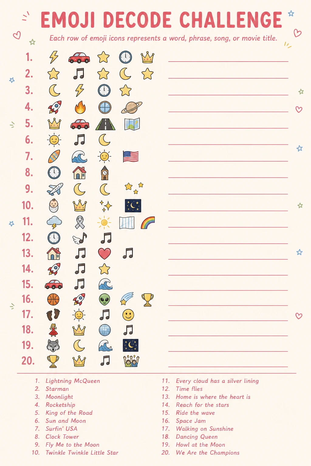 Emoji Decode Challenge printable