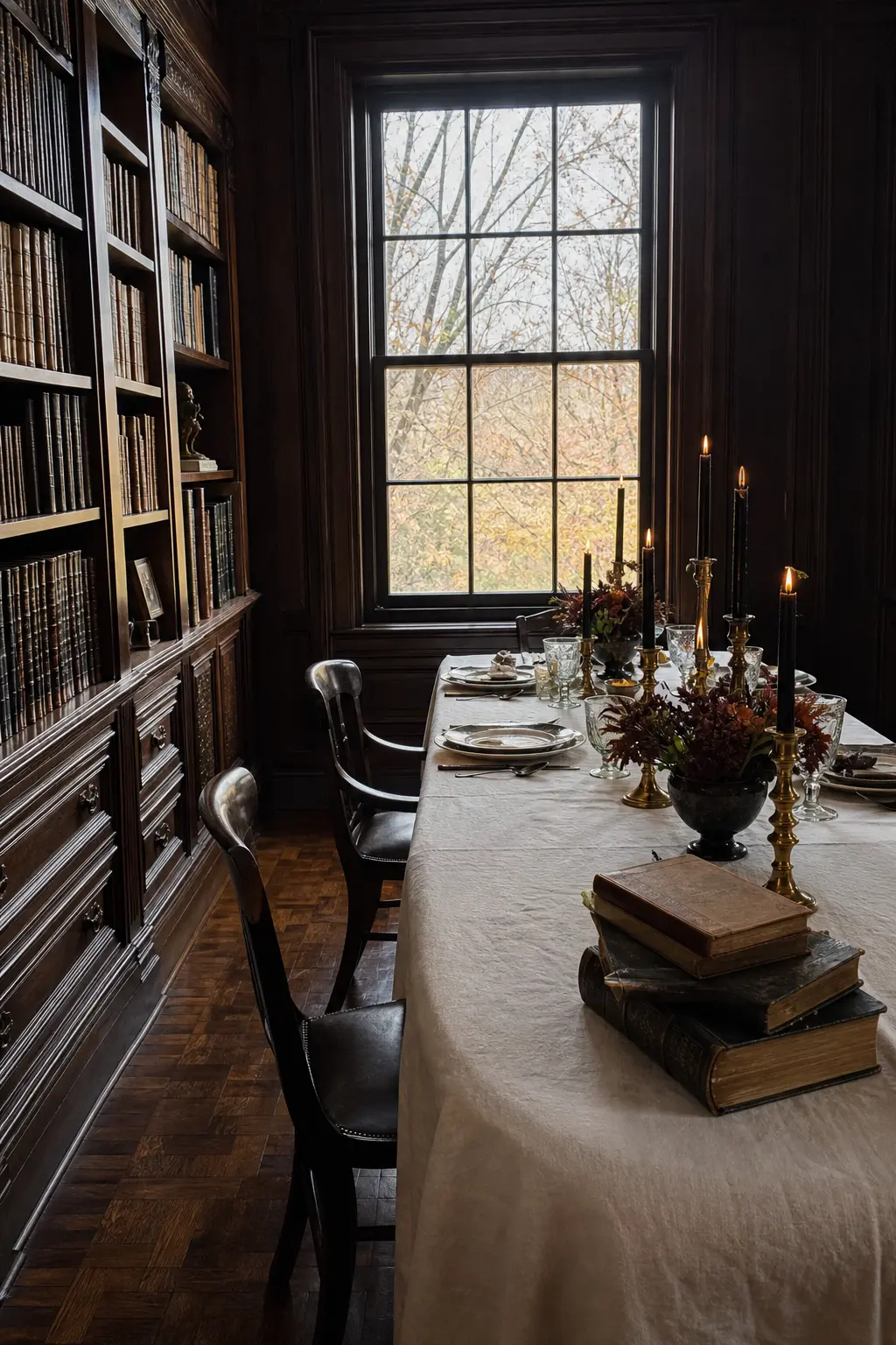 Dark Academia, Black Tapers and Old Books
