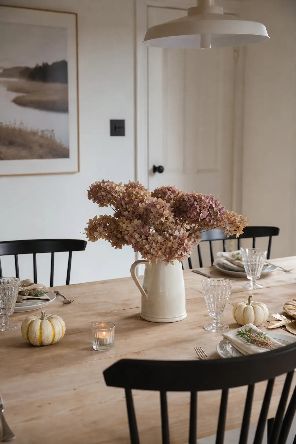 Dried Hydrangea in a Pitcher