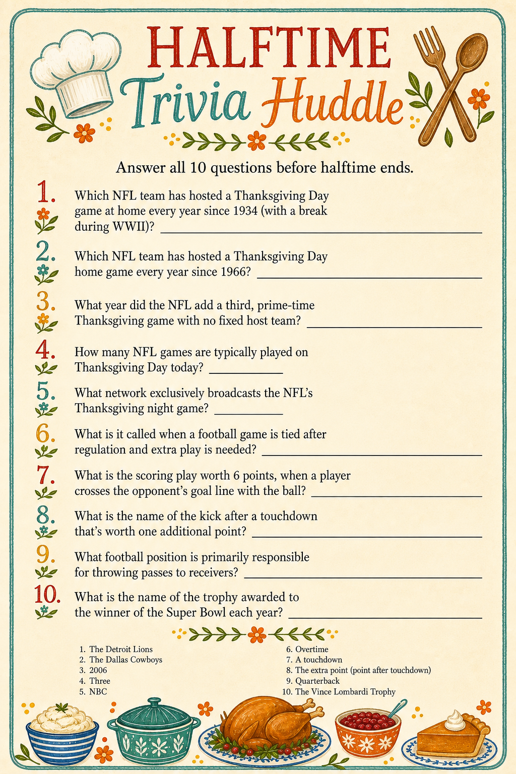 12. Halftime Trivia Huddle printable