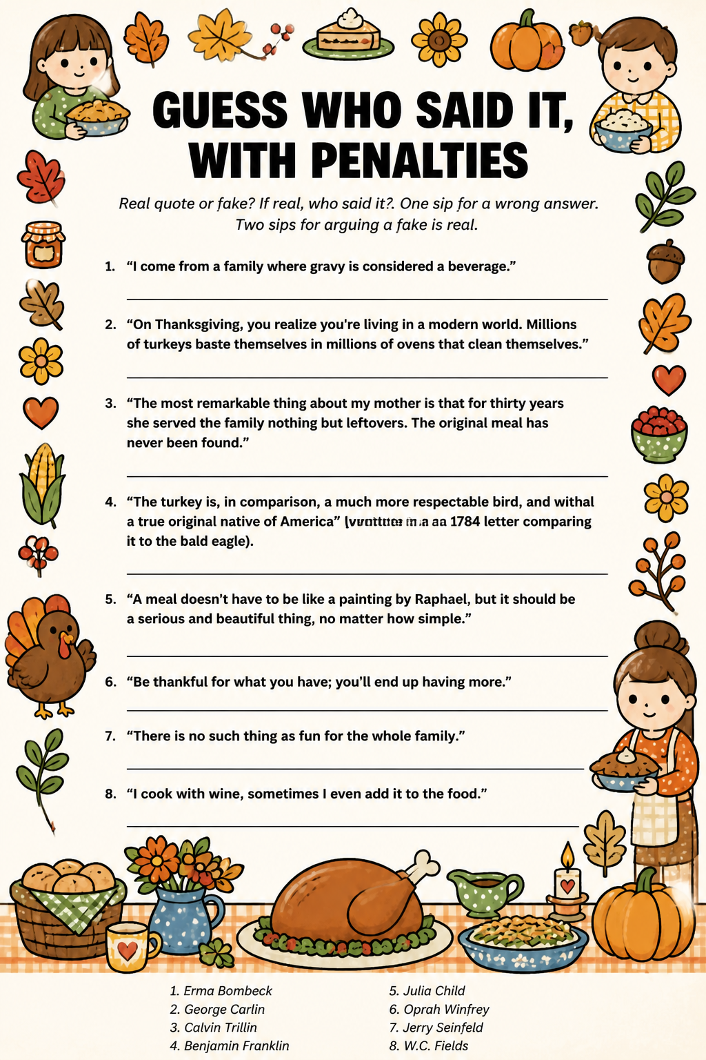 Guess Who Said It, With Penalties printable