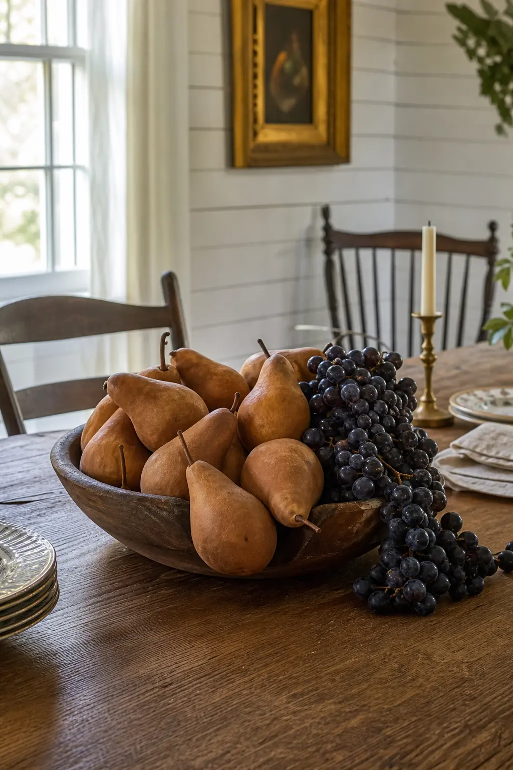 Pears and Grapes Used as Decor and Eaten Later