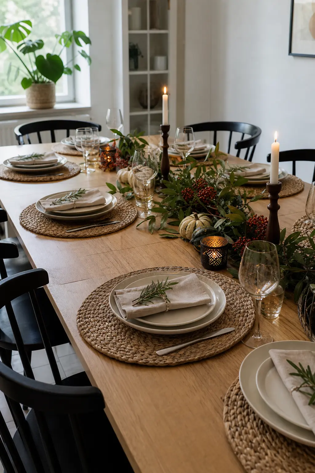 Woven Placemats Over Bare Wood
